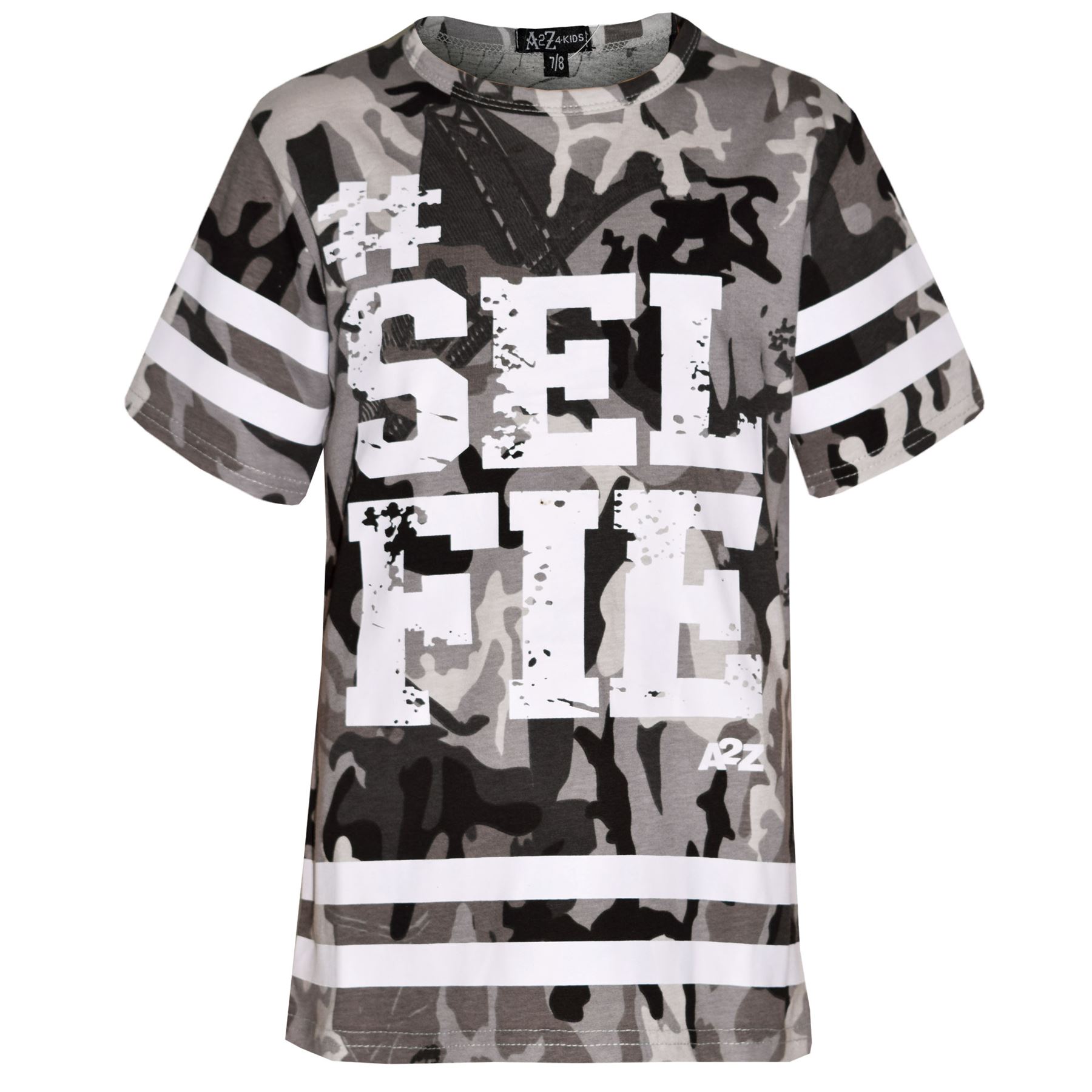 Top Bambina di Design Selfie Stampa Camouflage Moda T Shirt Maglietta 7-13