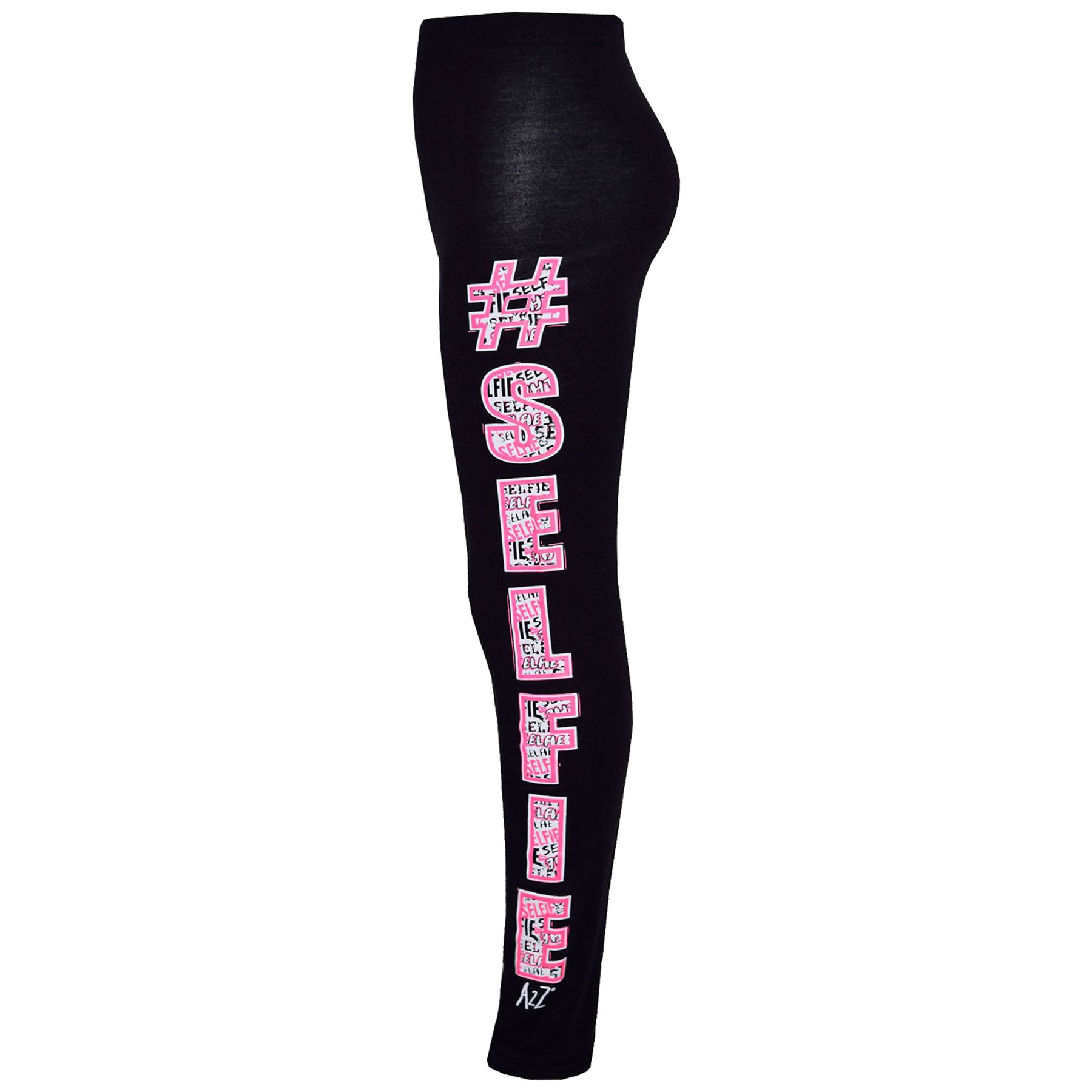 Girls Top Kids # Selfie Print Designer T-Shirt & Graffiti Leggings Set - Picture 6 of 18