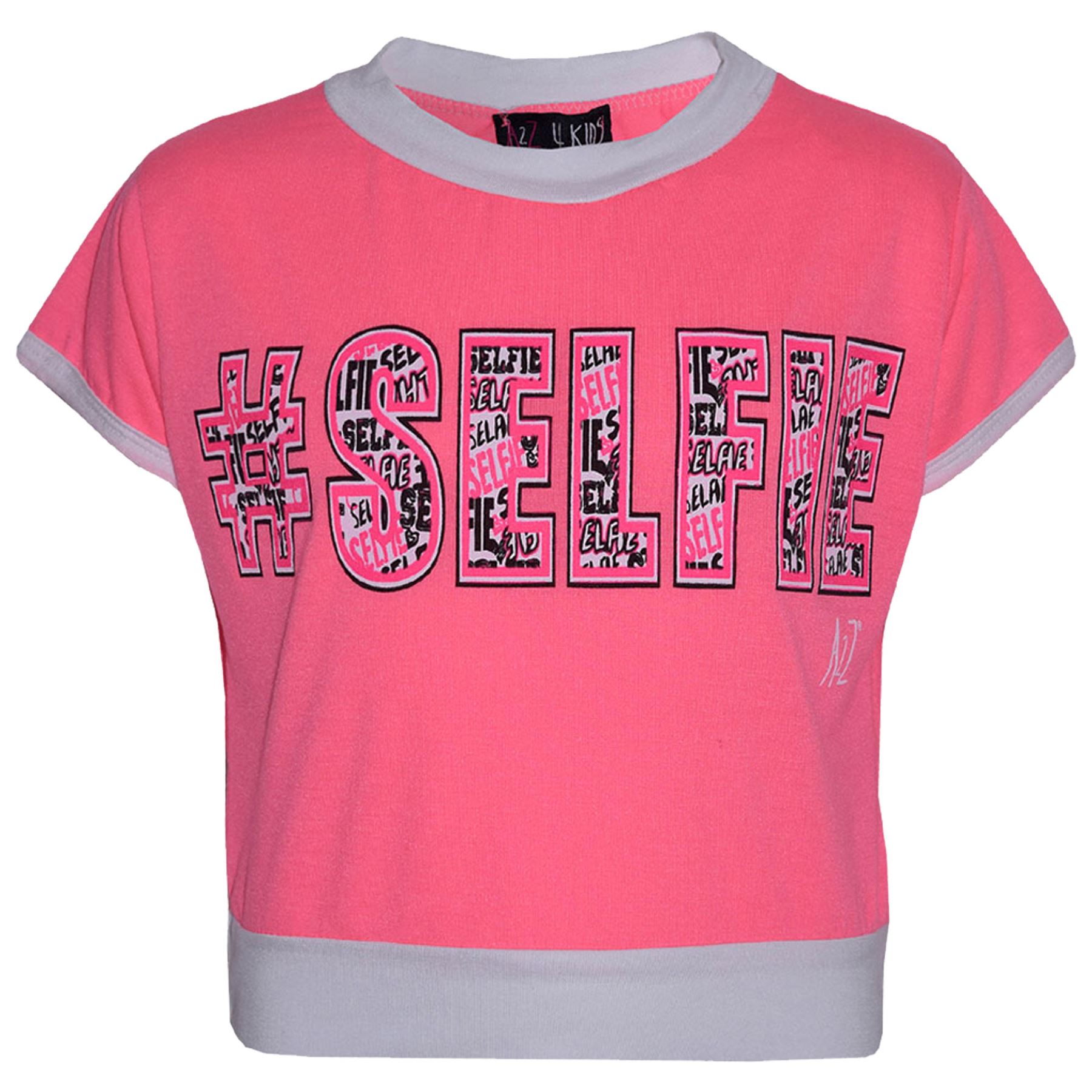 Girls Top Kids # Selfie Print Designer T-Shirt & Graffiti Leggings Set - Picture 8 of 18