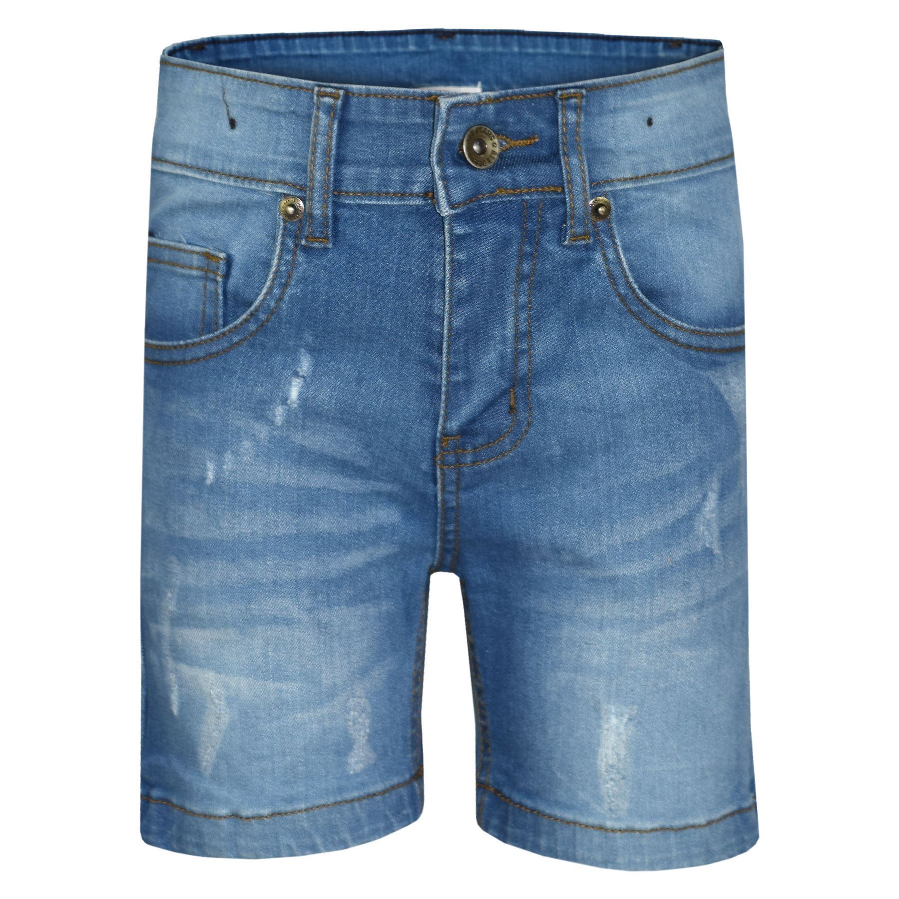 Bambini Ragazzi Affliggere Pantaloncini Comfort Stretch jeans denim blu