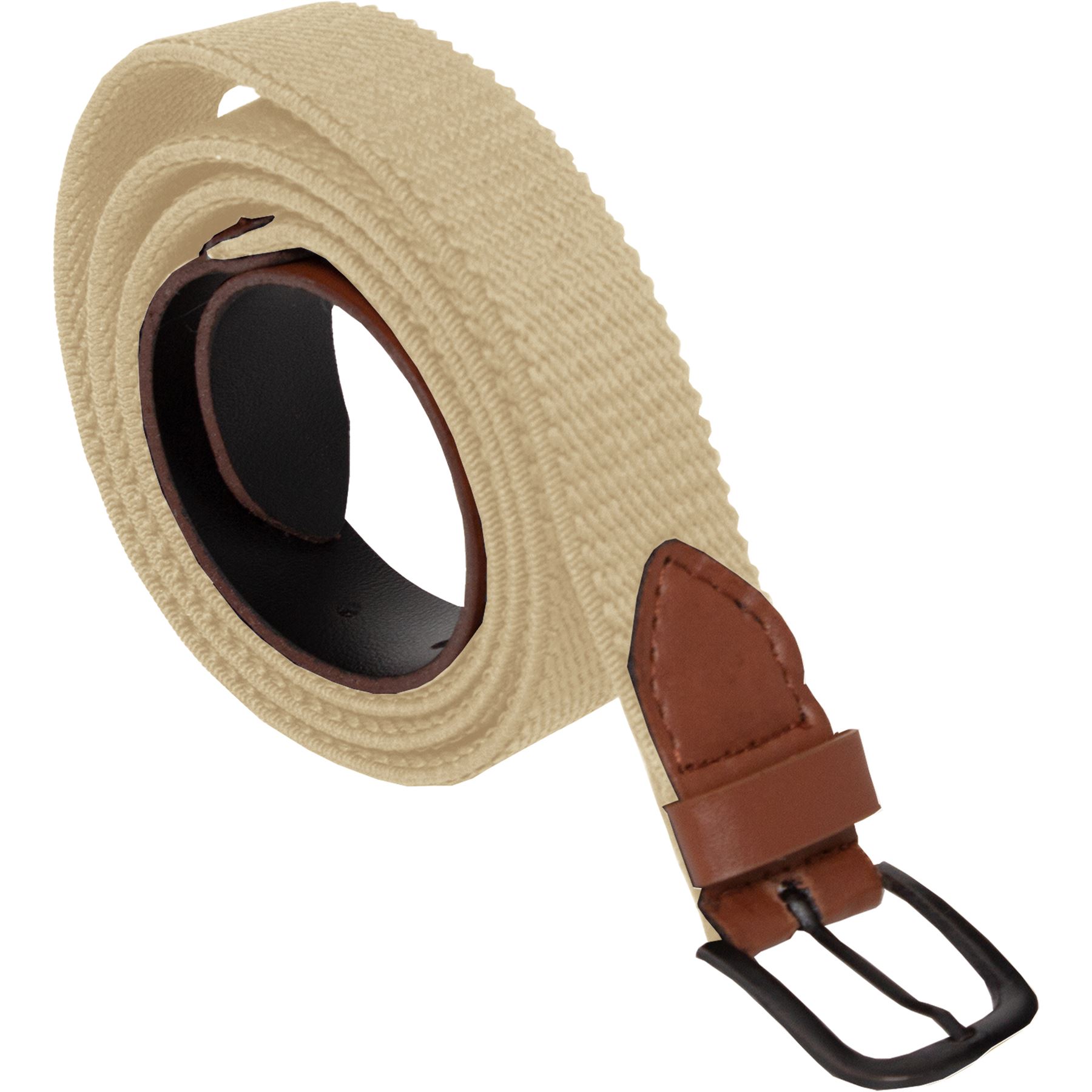 Mens Ladies Elasticated bing Belts PU Leather Trim Stretch Canvas