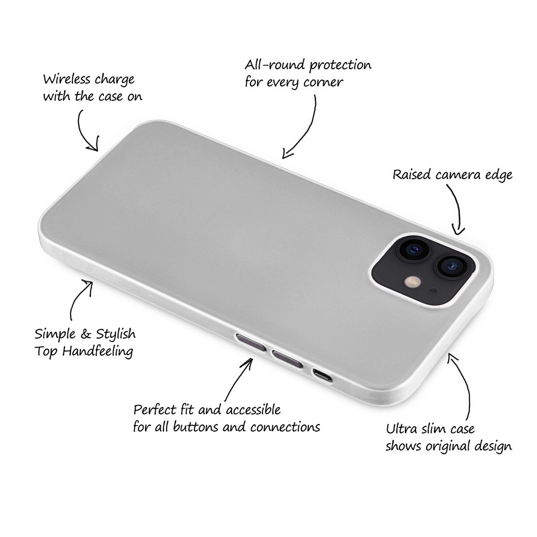 Ultra Slim Case IPHONE 12 Mini 5,4 Matte Clear Protective Case Skin