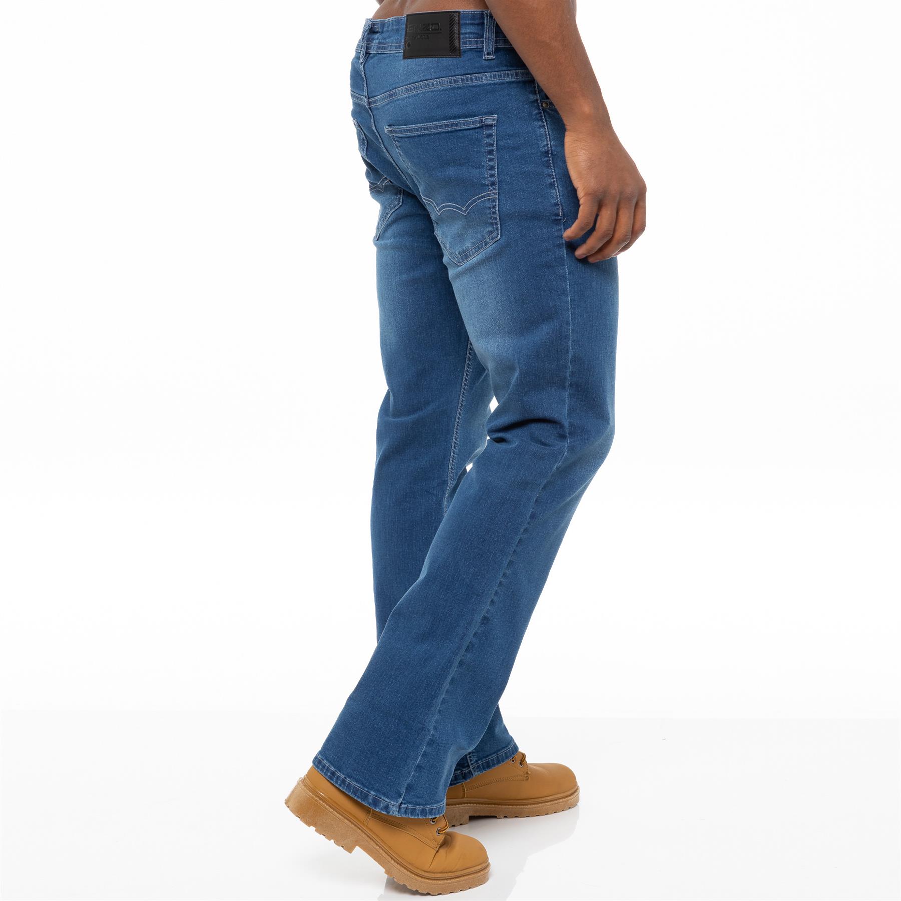 Mens Bootcut Jeans Wide Leg Denim Casual Pants Regular Fit Trouser Big King Size