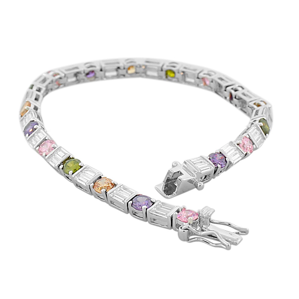 Womens Tennis Bracelet Silver Tone Round CZ Crystals Fashion Jewelry Bangle BR-057 Womens Tennis Bracelet Silver Tone Round CZ Crystals Fashion Jewelry Bangle BR-057