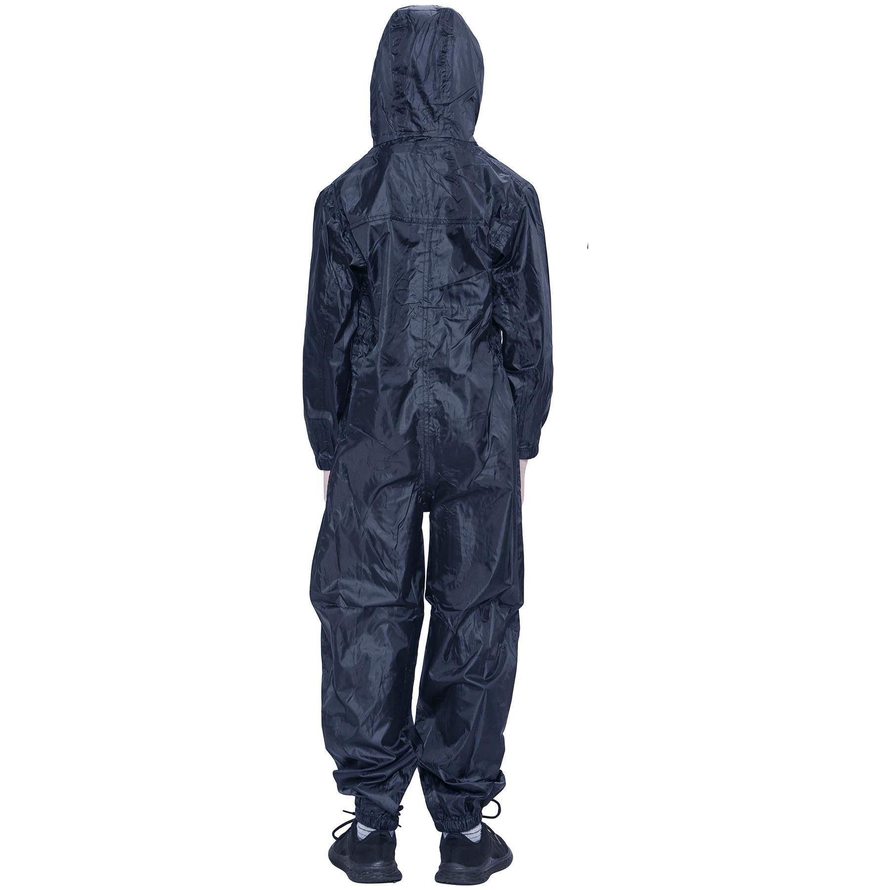 A2Z 4 Kids Unisex Waterproof Hooded Overall Rainsuit. Navy 3-4 Years