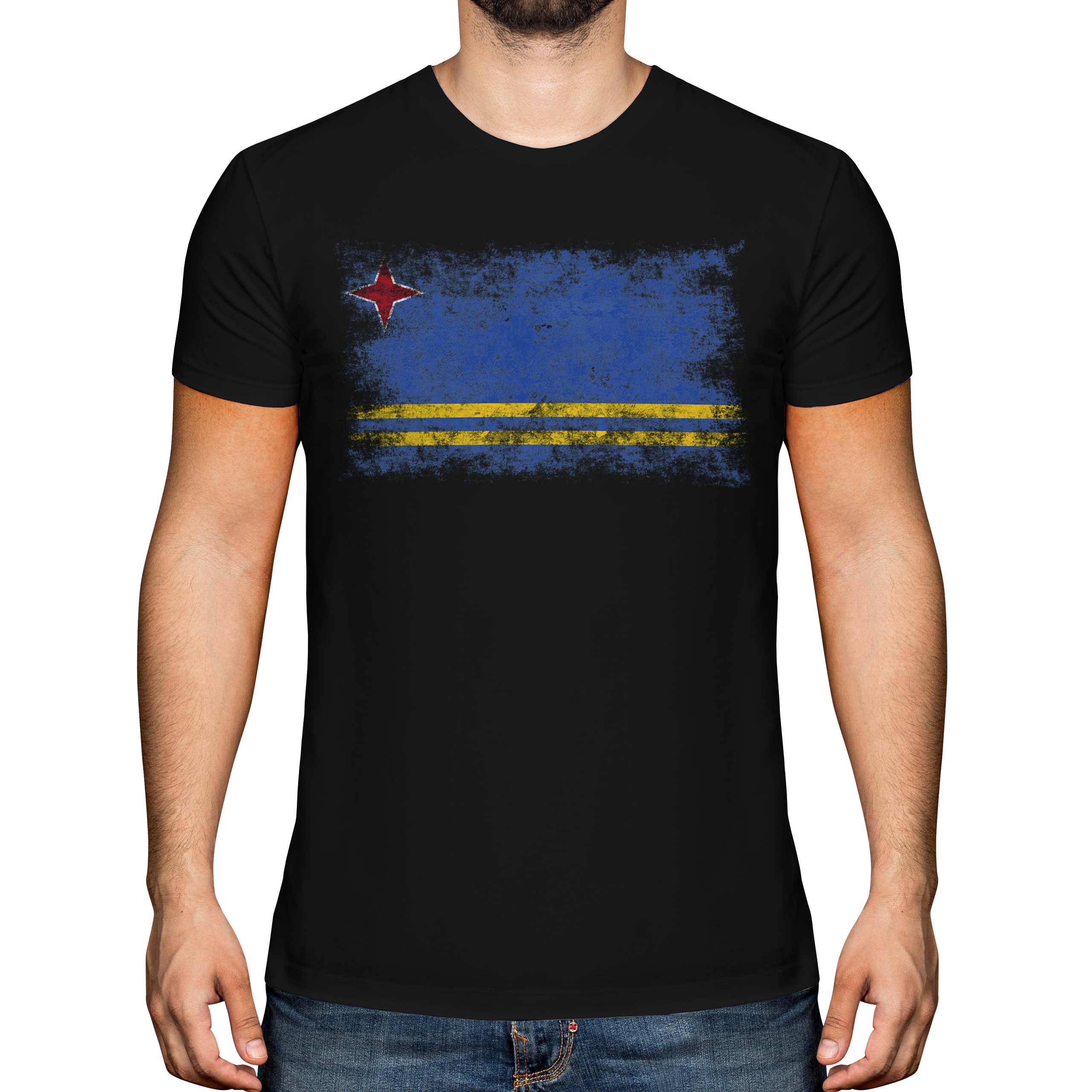 ARUBA DISTRESSED FLAG MENS T-SHIRT TOP ARUBAN SHIRT FOOTBALL JERSEY GIFT - Picture 7 of 21