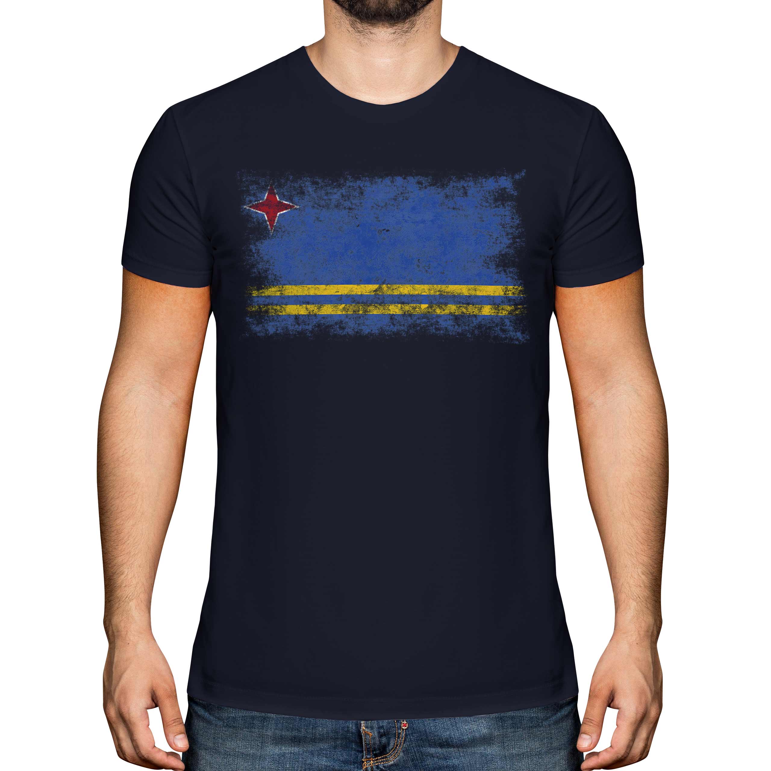 ARUBA DISTRESSED FLAG MENS T-SHIRT TOP ARUBAN SHIRT FOOTBALL JERSEY GIFT - Picture 17 of 21