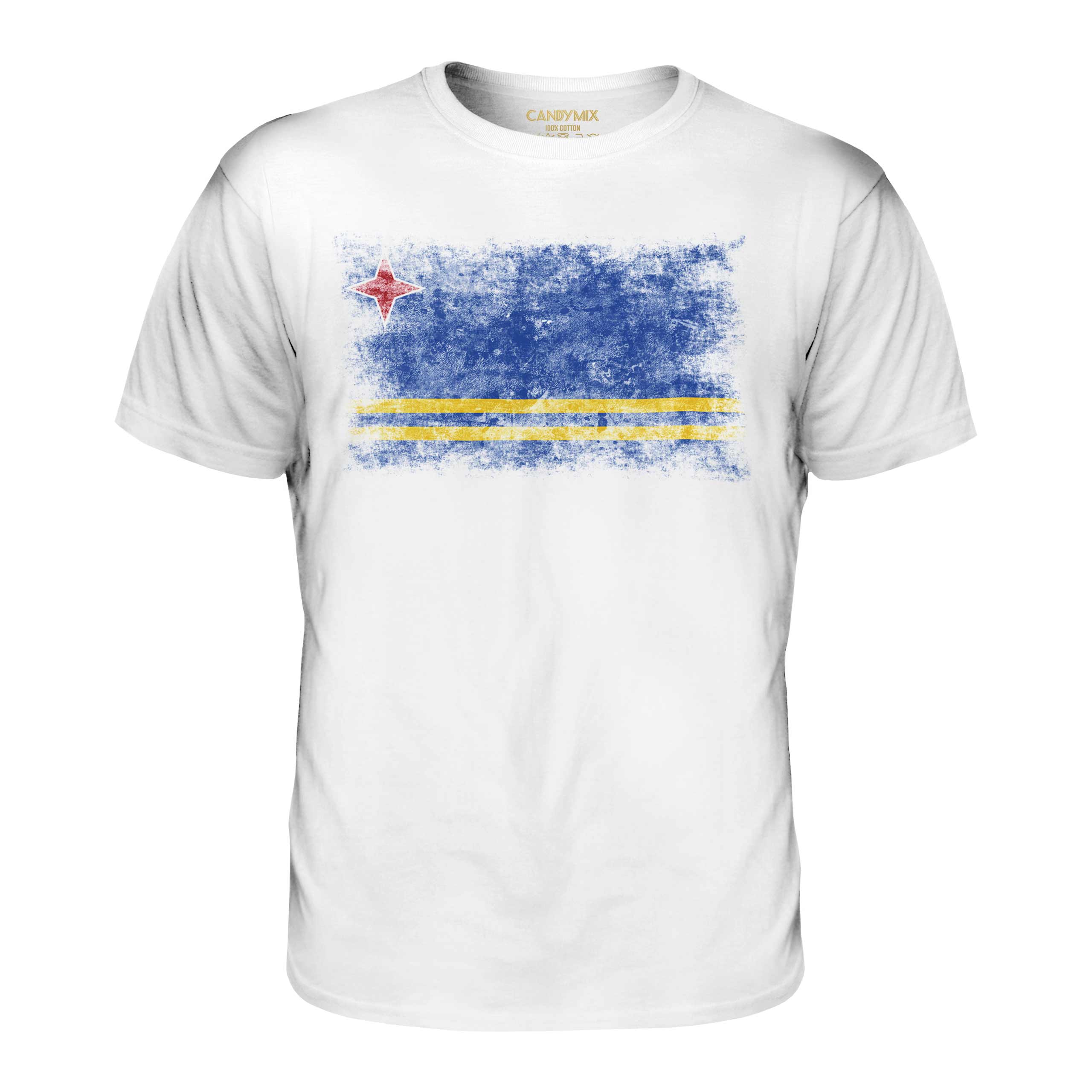 ARUBA DISTRESSED FLAG MENS T-SHIRT TOP ARUBAN SHIRT FOOTBALL JERSEY GIFT - Picture 3 of 21