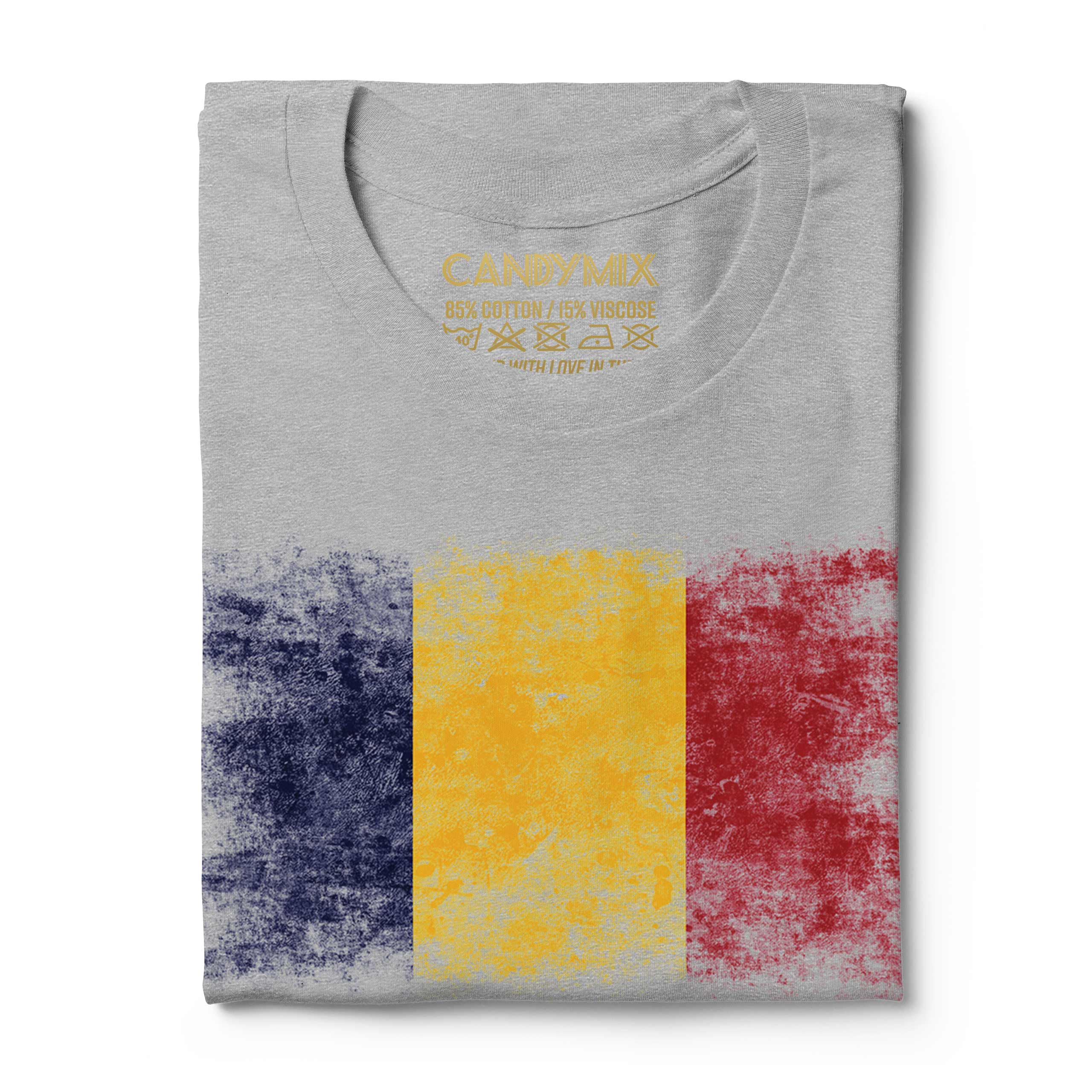 Chad Bandiera Effetto Consumato T-Shirt Top T ? D Ciad Tchad Maglia Calcio - Foto 15 di 21