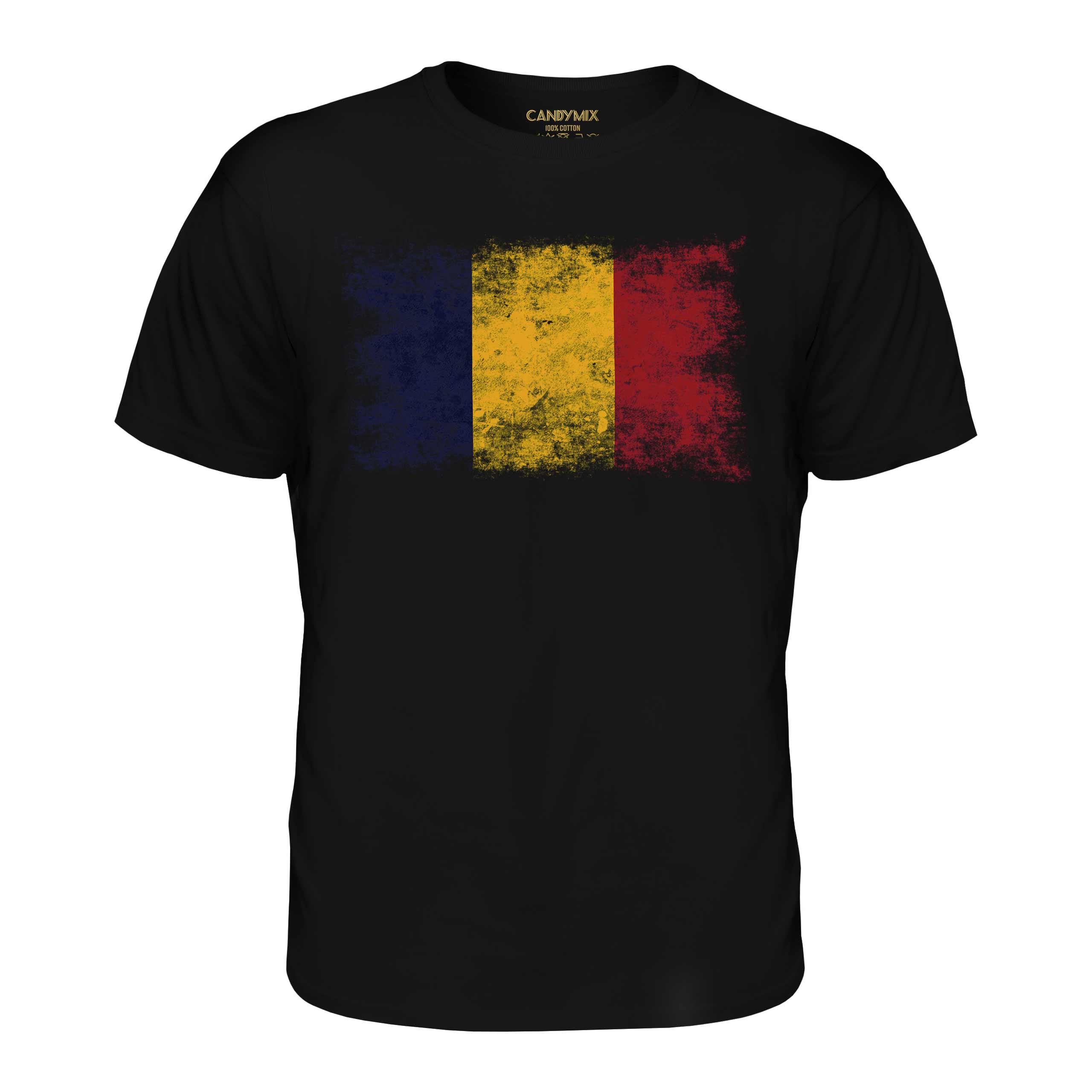 Chad Bandiera Effetto Consumato T-Shirt Top T ? D Ciad Tchad Maglia Calcio - Foto 8 di 21