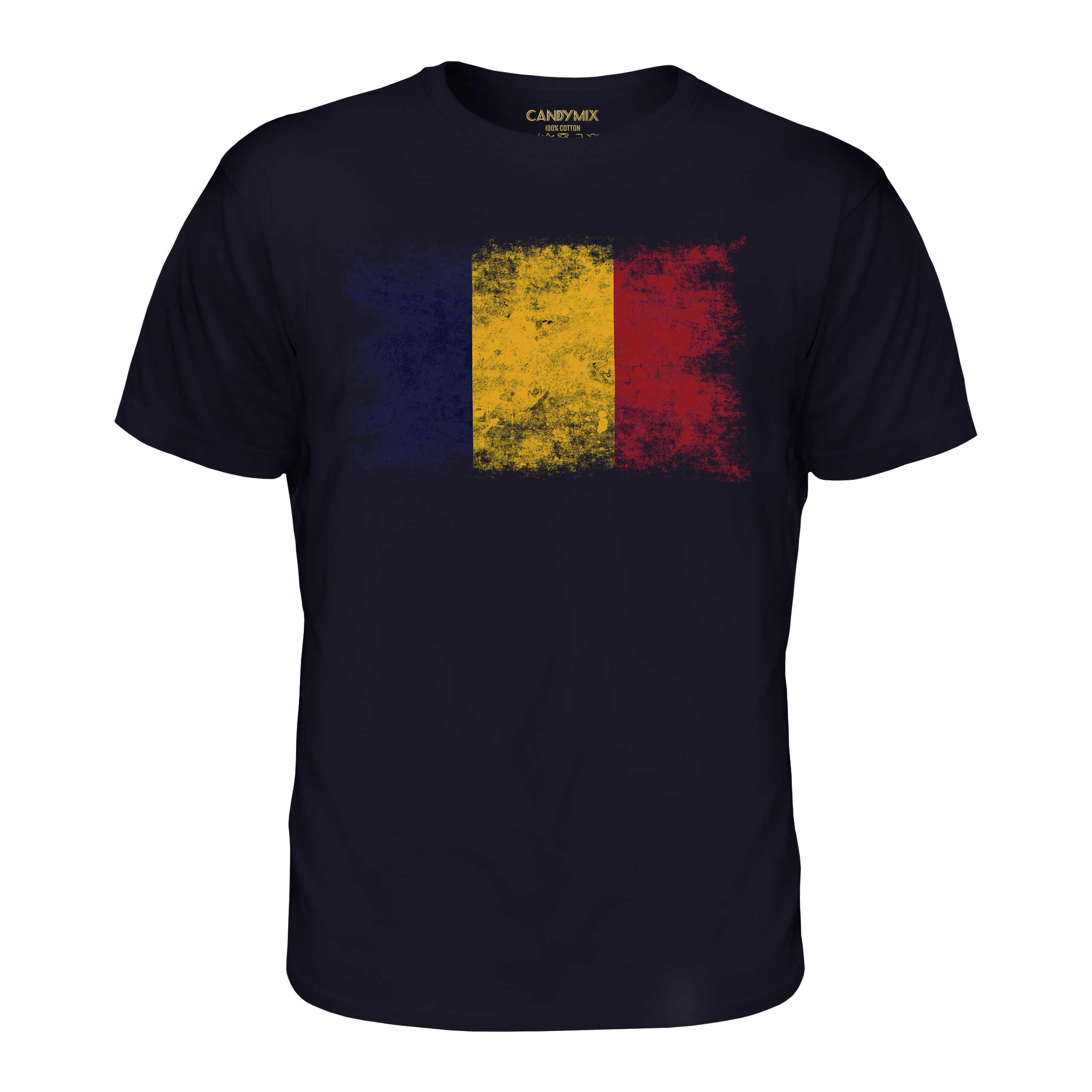 Chad Bandiera Effetto Consumato T-Shirt Top T ? D Ciad Tchad Maglia Calcio - Foto 18 di 21