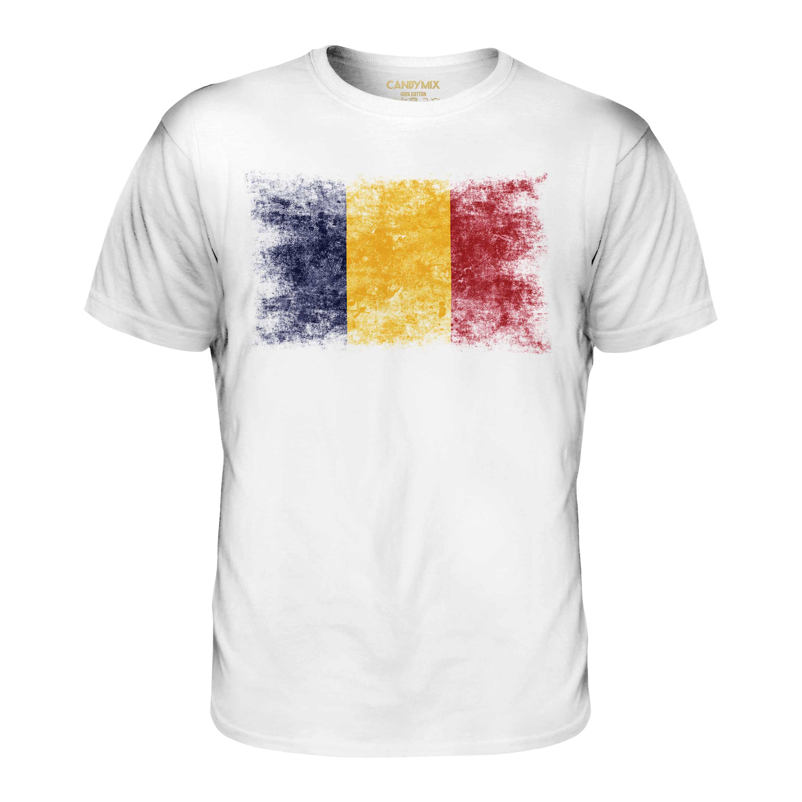 Chad Bandiera Effetto Consumato T-Shirt Top T ? D Ciad Tchad Maglia Calcio - Foto 3 di 21