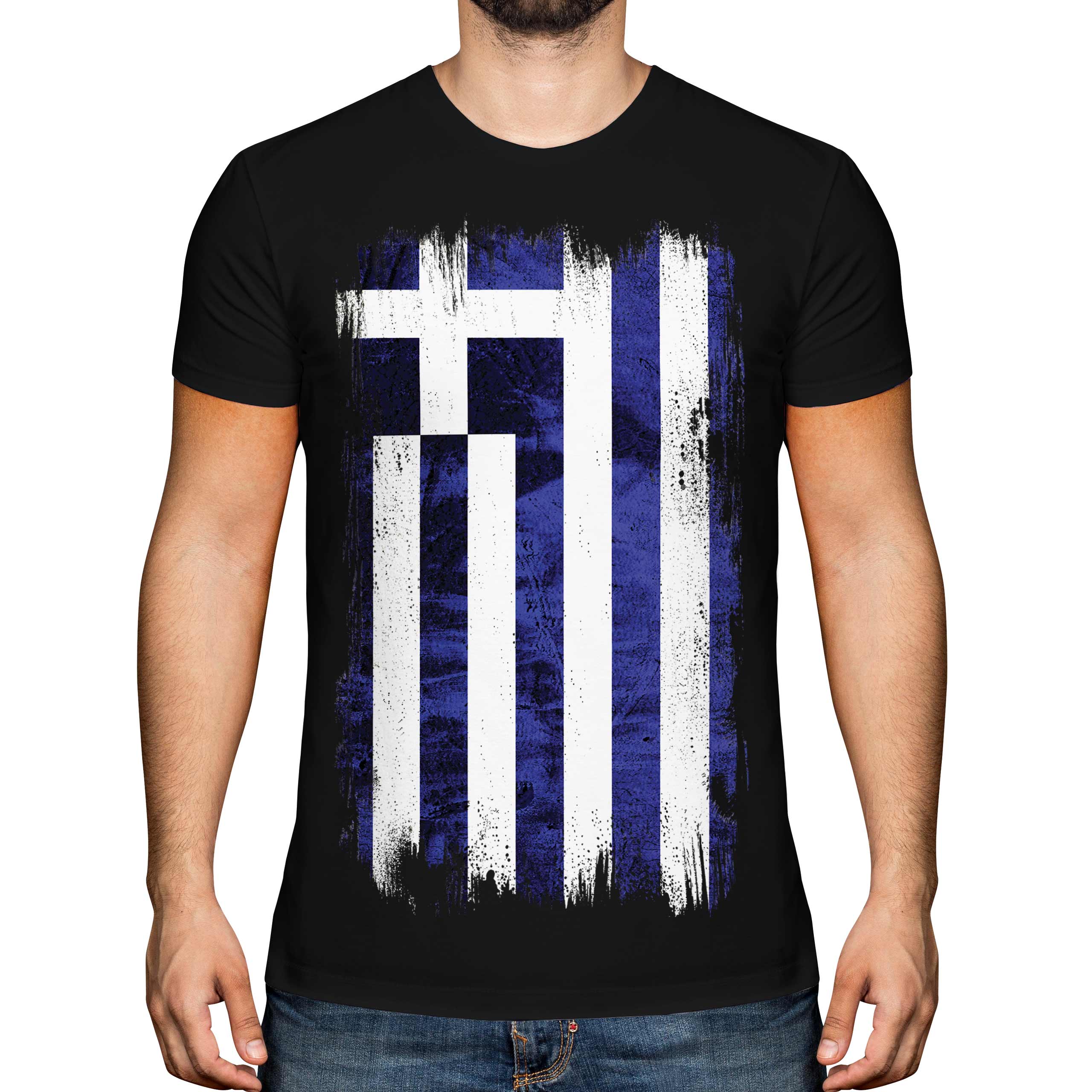 Grecia Bandiera Grunge da Uomo T-Shirt Hellas Greco Ellada Ellenica Greco - Picture 7 of 21