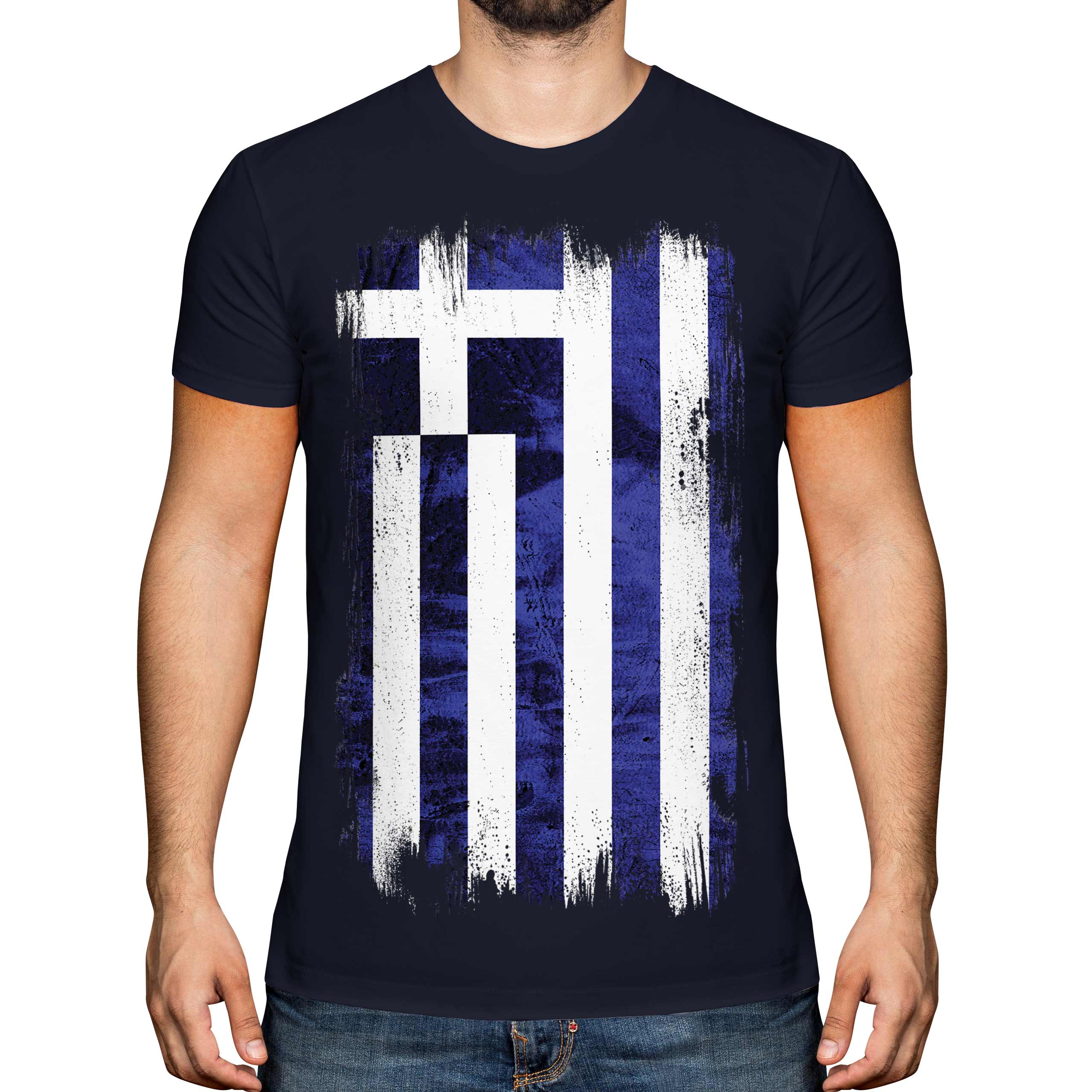 Grecia Bandiera Grunge da Uomo T-Shirt Hellas Greco Ellada Ellenica Greco - Picture 17 of 21