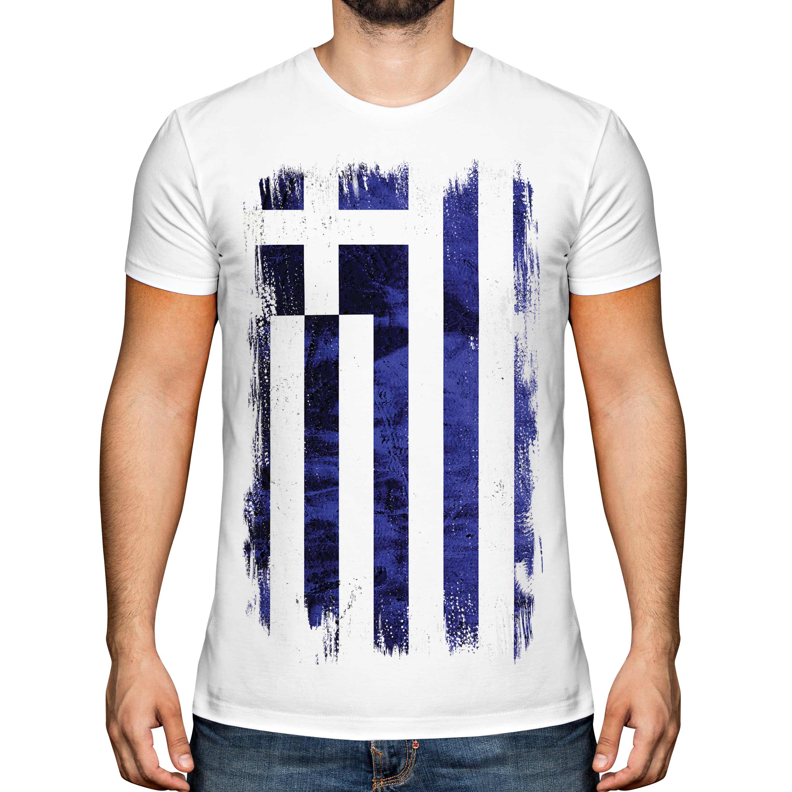 Grecia Bandiera Grunge da Uomo T-Shirt Hellas Greco Ellada Ellenica Greco - Picture 2 of 21