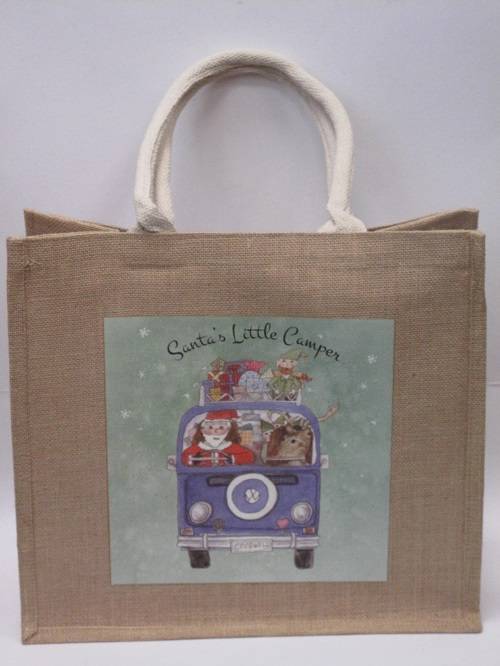 Grande Iuta Borsa Tema Natale Volkswagen Camper T1 T2 VW Transporter T4 T25