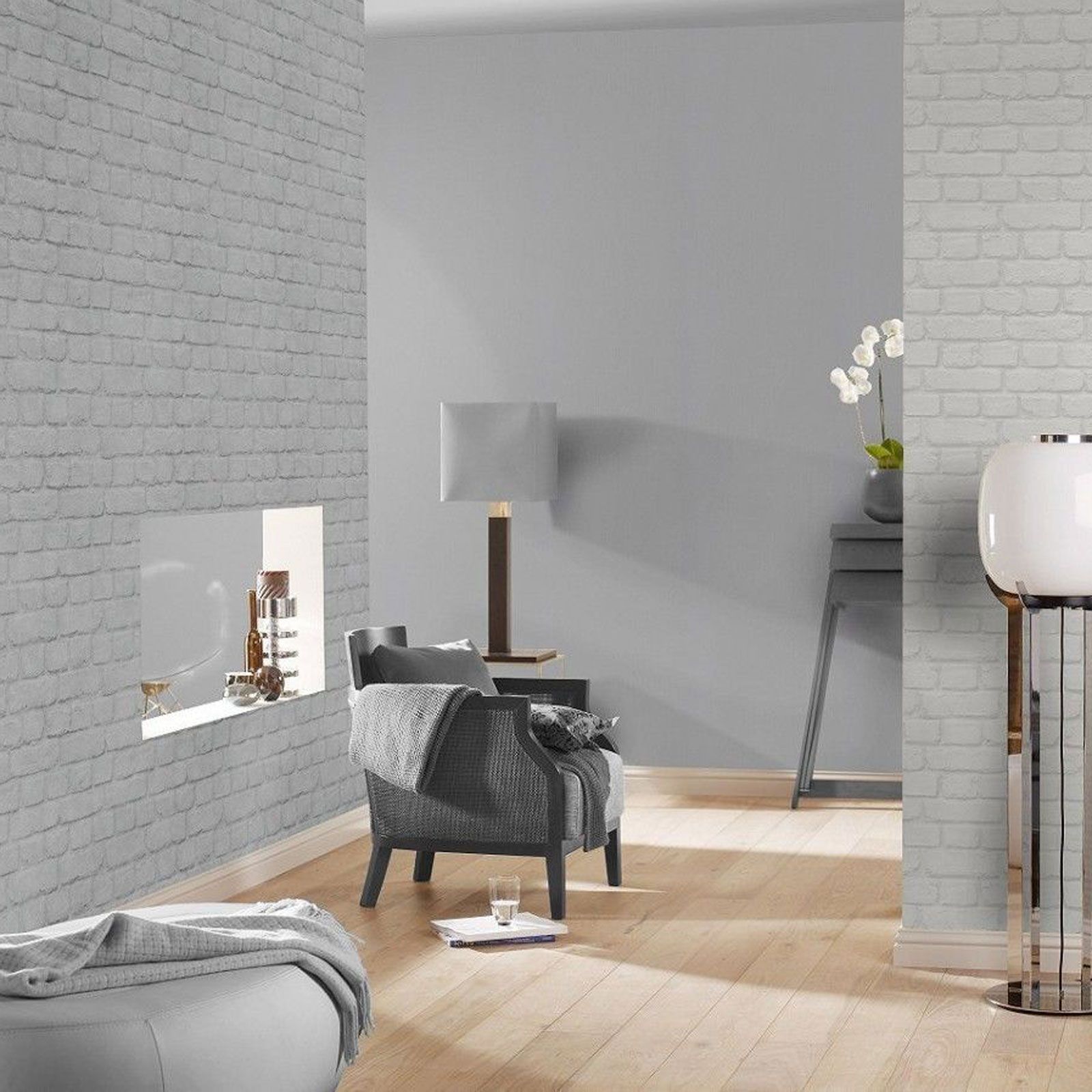 Silver Brick Effect Wallpaper Rasch 226751 Stone for sale online eBay