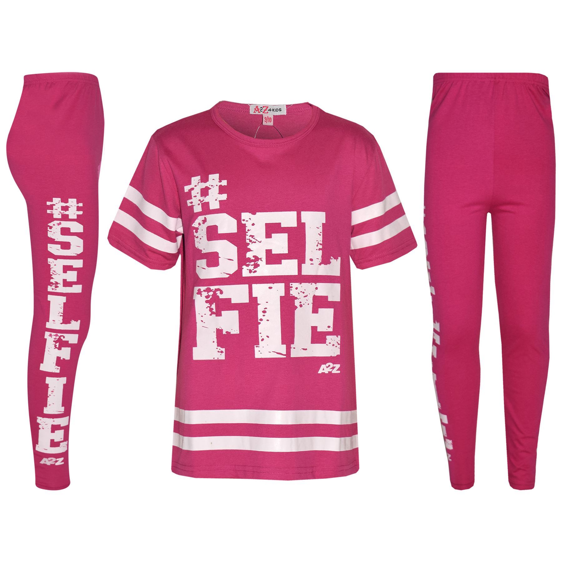 Top Bambina di Design Selfie Moda T Shirt Maglietta & Set Leggings 7-13 Anni