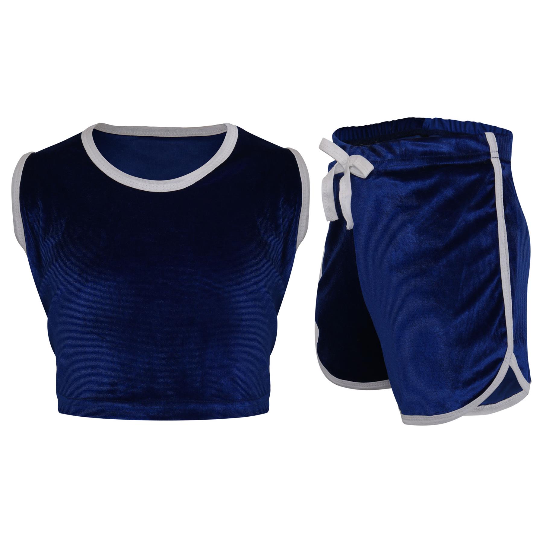 Bambine Set Pantaloncini Contrasto Registrato Reale Velour Top & Hot corto blu