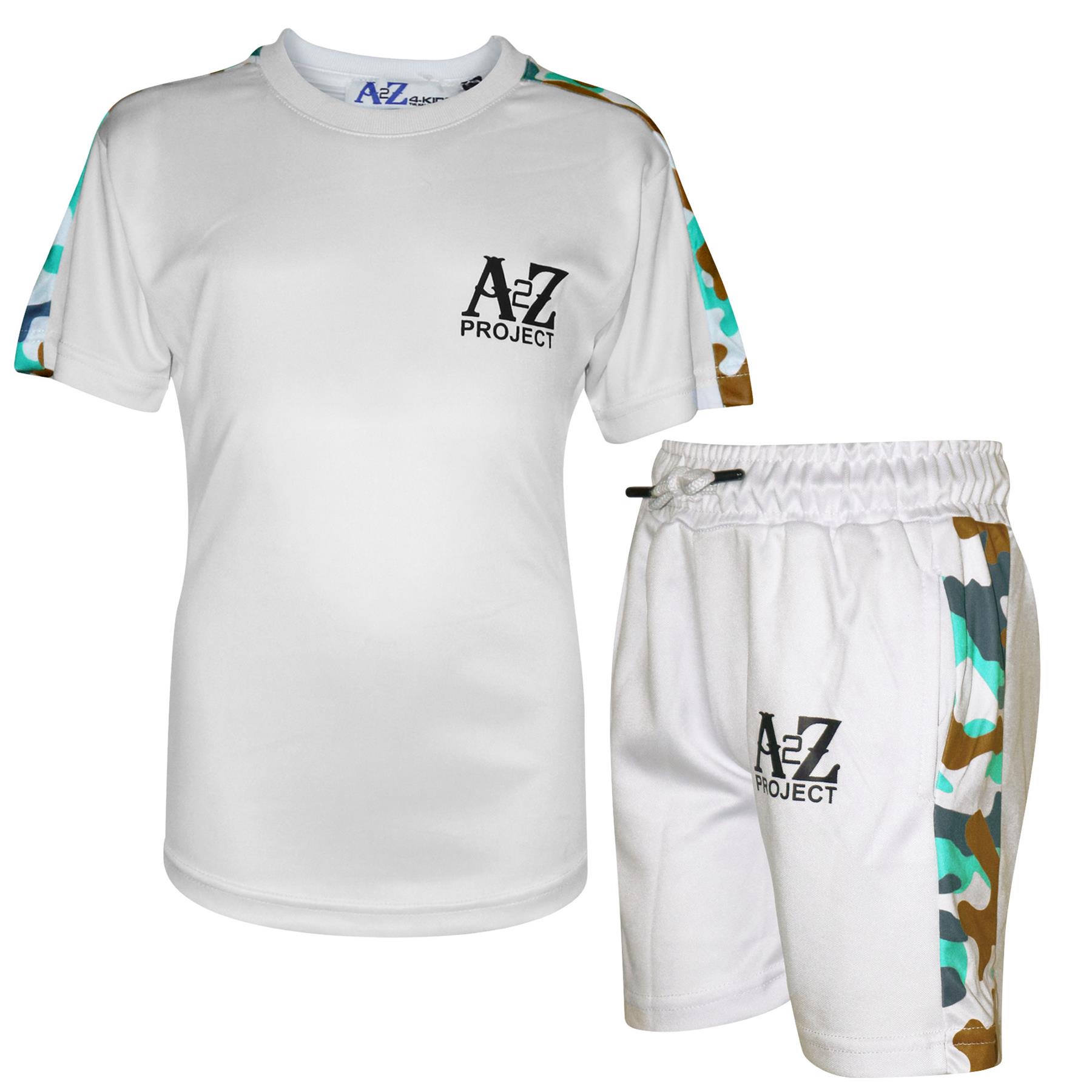 Bambini Ragazzi T Shorts A2Z Progetto Mimetico Pannelli Top Estivo corto bianco