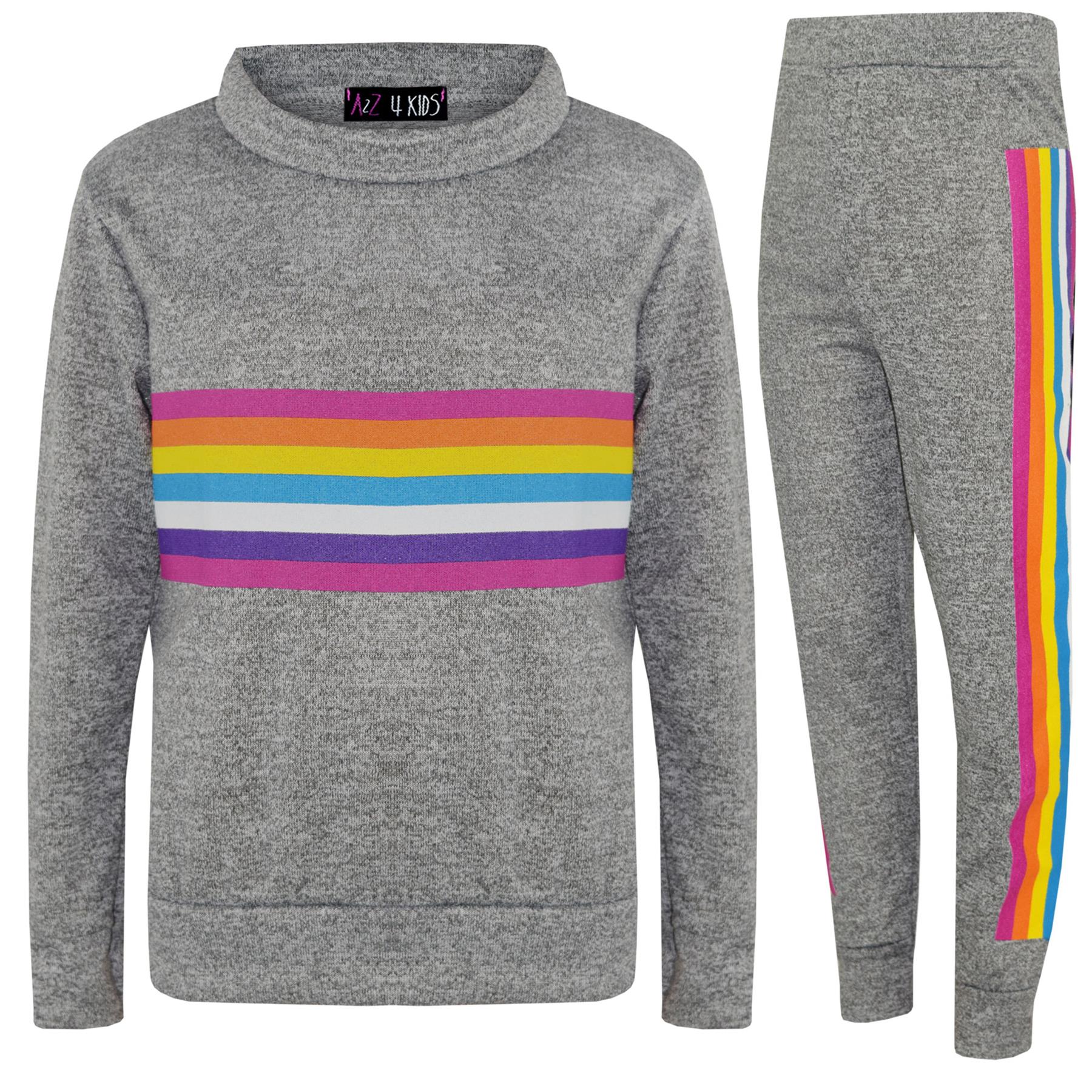 Bambine Lounge Abito Arcobaleno Top a Fondo Abbigliamento Tuta 7-13 Anni righe