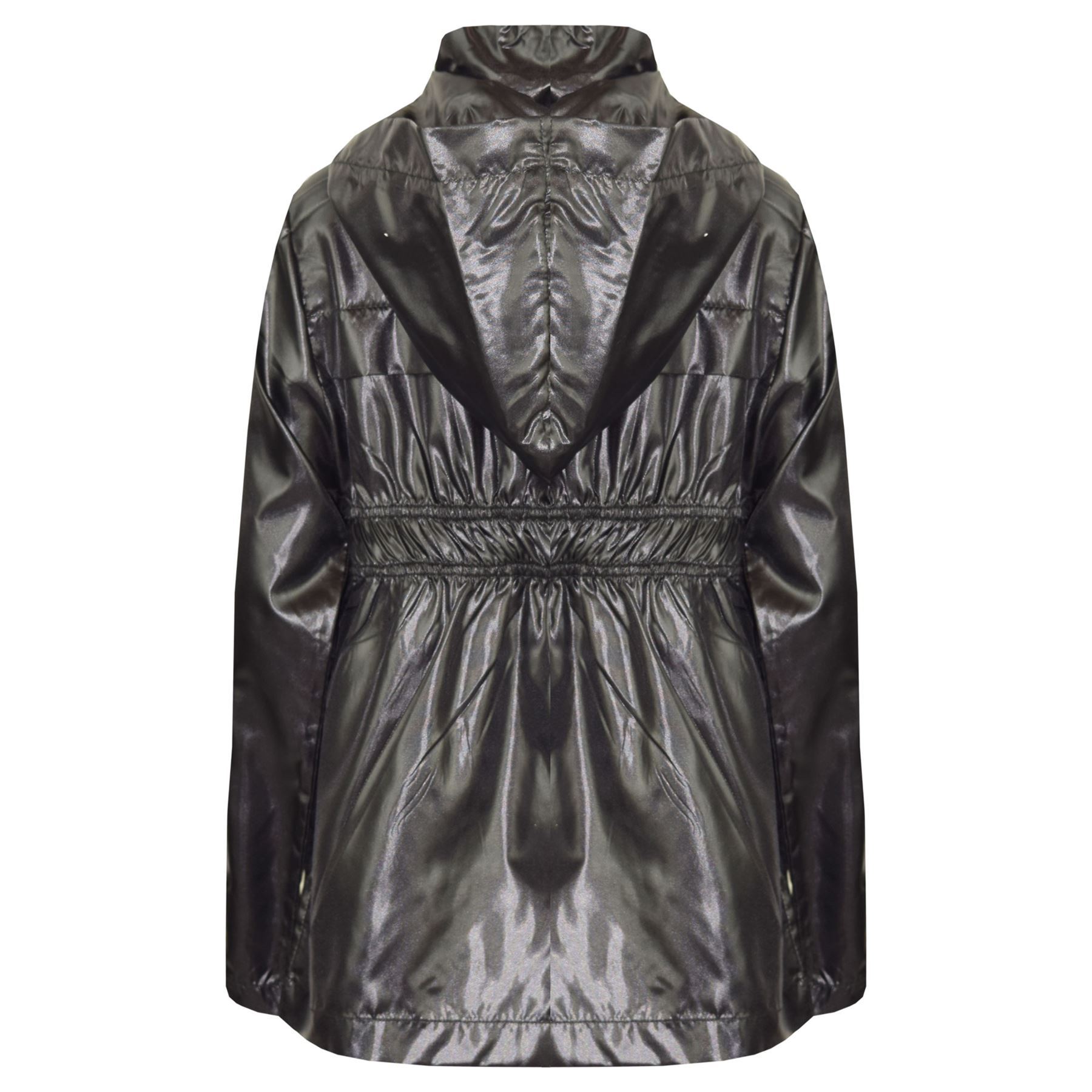 Kids Girls Boys Raincoats Jackets Grey Lightweight Hooded Cagoule Rain Mac 5-13Y