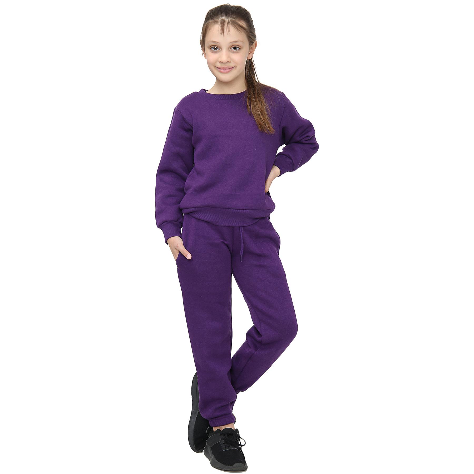Bambini Tuta Felpa Set Maglione E Pantaloni Pe Scuola Ragazze Ragazzi viola