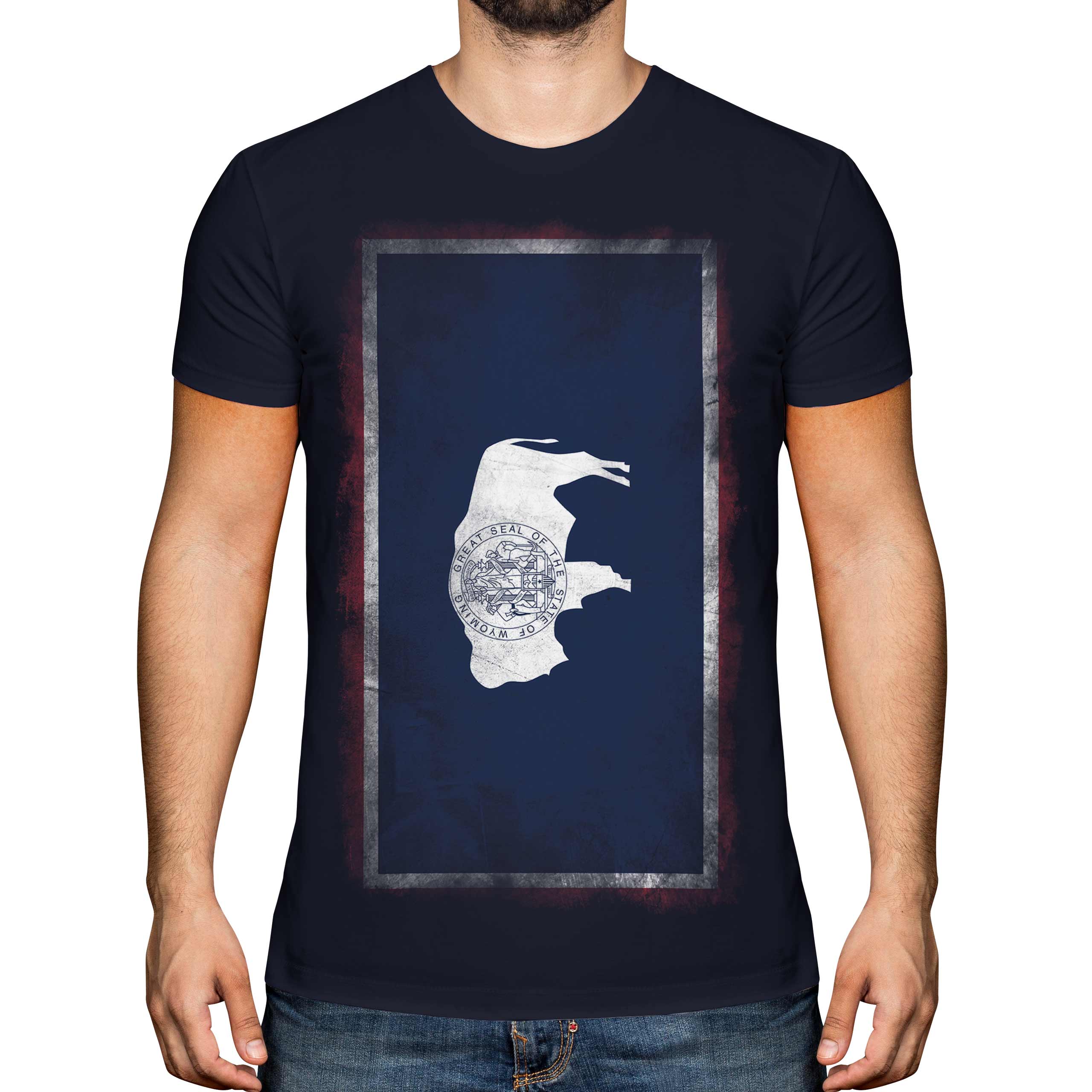 WYOMING STATE FADED FLAG MENS T-SHIRT TEE TOP WYOMINGITE SHIRT JERSEY GIFT - Picture 17 of 21