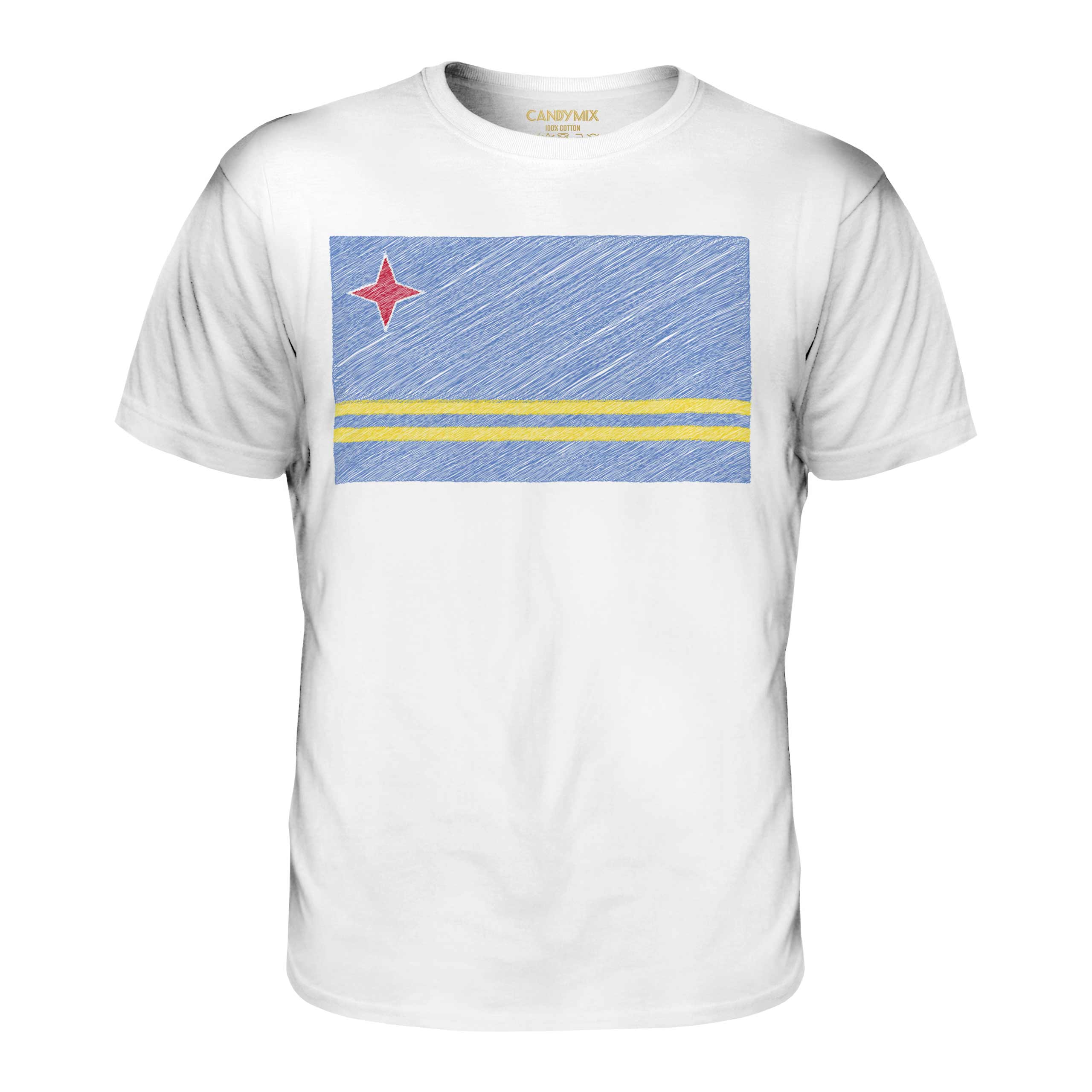 ARUBA SCRIBBLE FLAG MENS T-SHIRT TEE TOP GIFT ARUBAN FOOTBALL - Picture 3 of 21