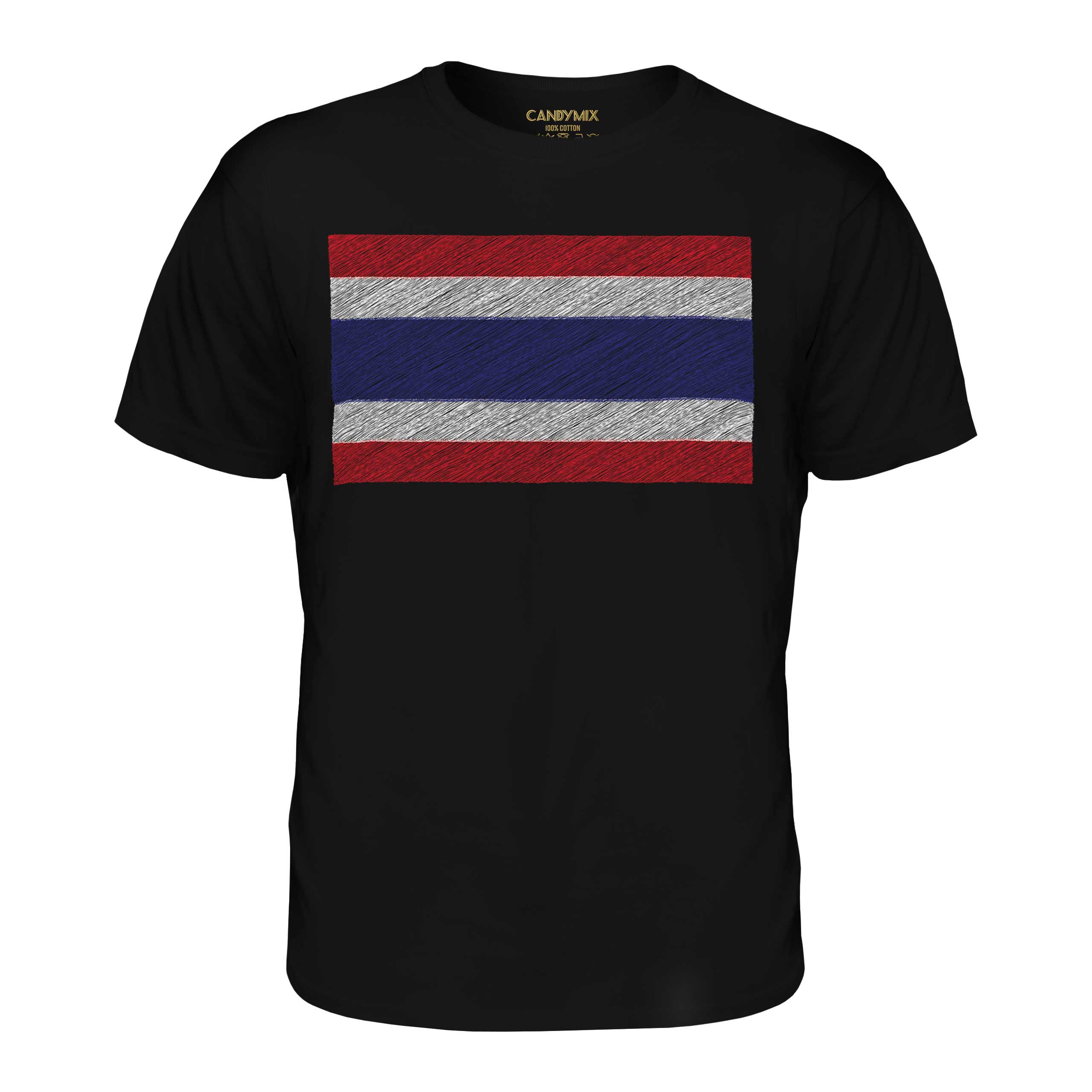 Thailand Gribouillage Drapeau Hommes T-Shirt Cadeau Mueang Thaï Prathet - Picture 8 of 21