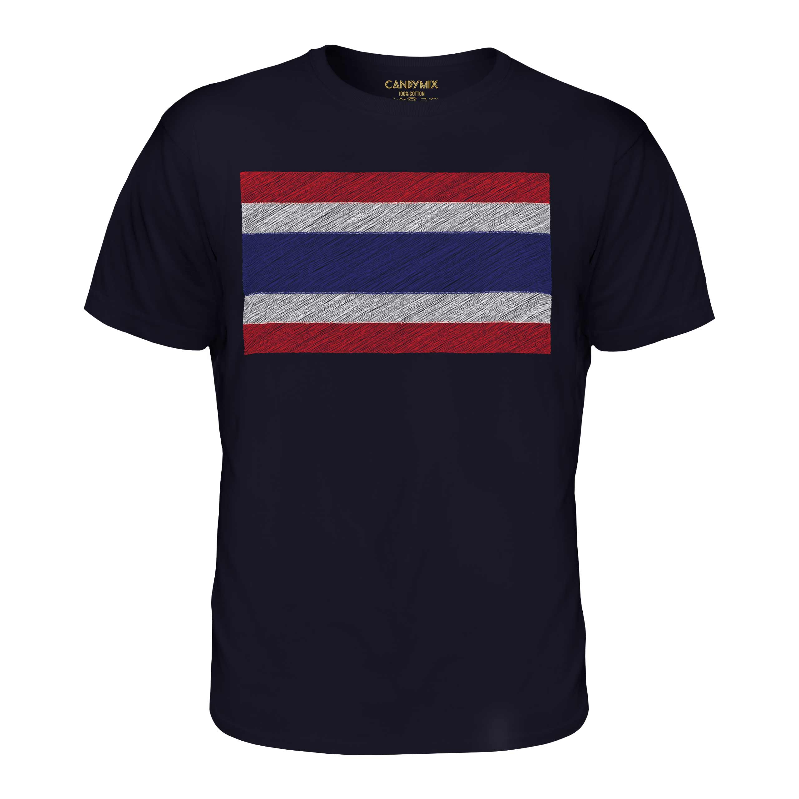Thailand Gribouillage Drapeau Hommes T-Shirt Cadeau Mueang Thaï Prathet - Picture 18 of 21
