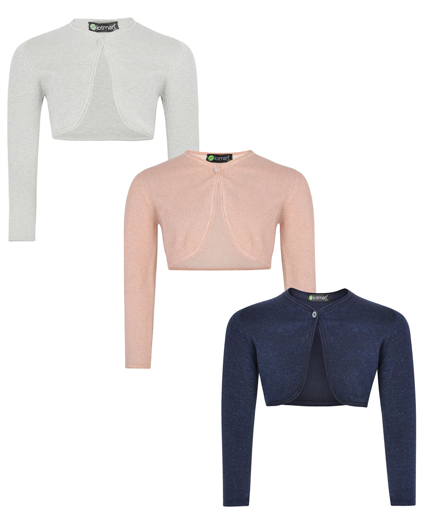 Top Bambina Effetto Glitter Maglia Bolero Coprispalle Maniche Lunghe Set Set Di