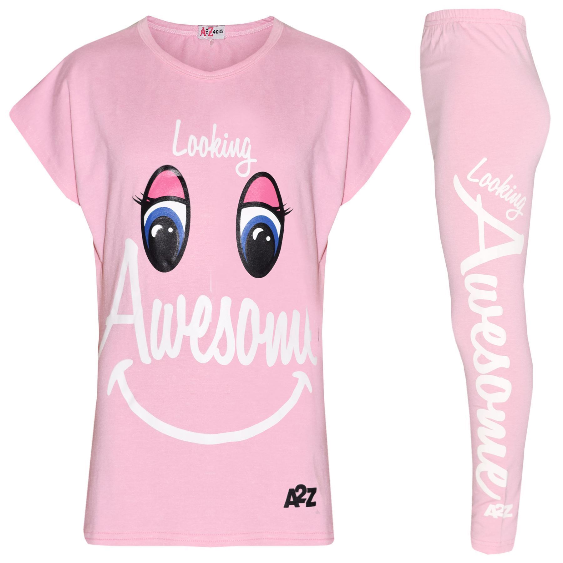 Top di Design Looking Stupenda Stampa Confetto T Shirt & Legging bambina rosa