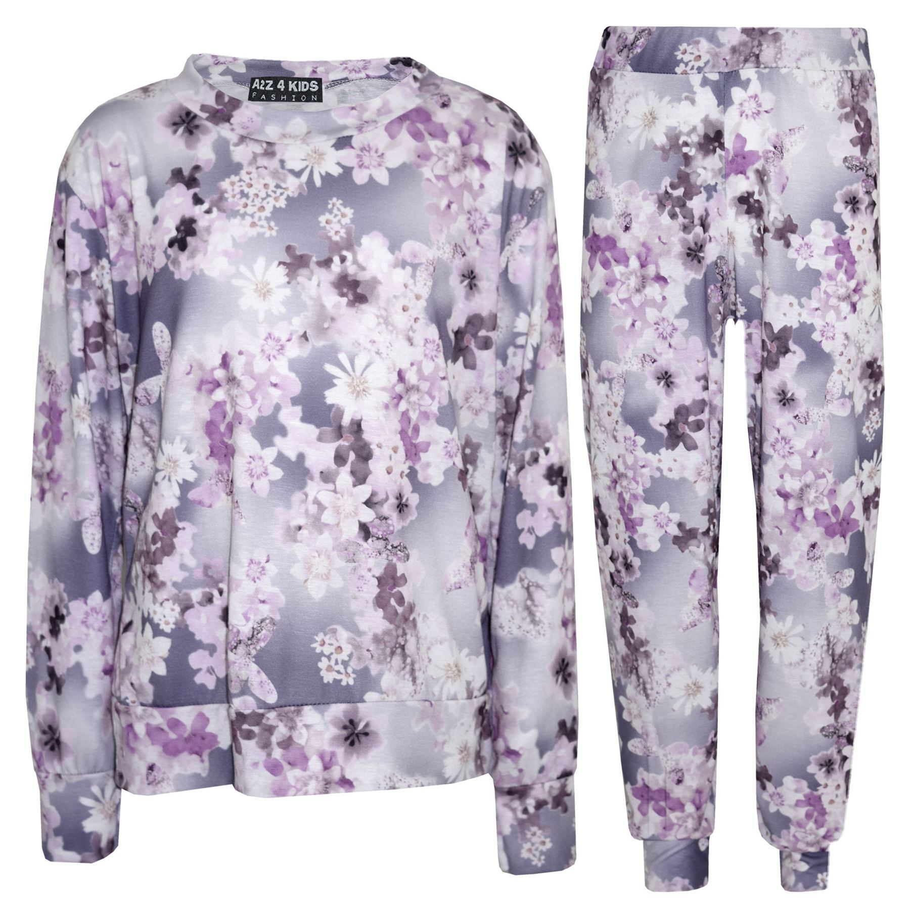 Bambine Tuta Stampa Floreale Lounge Abito Fondo Leggings 2-13 Anno da corsa