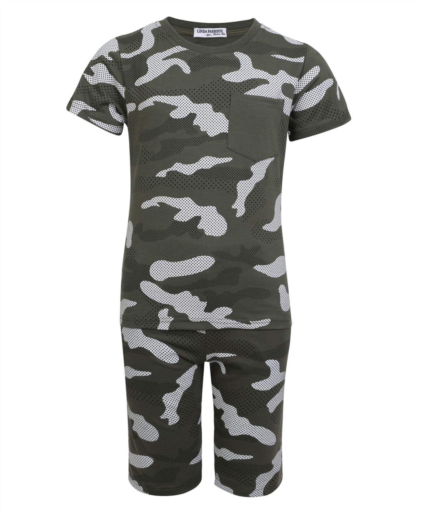 Bambini 2 Pezzi T-Shirt & Set Pantaloncini Mimetico Pois Stampa Ragazze Top