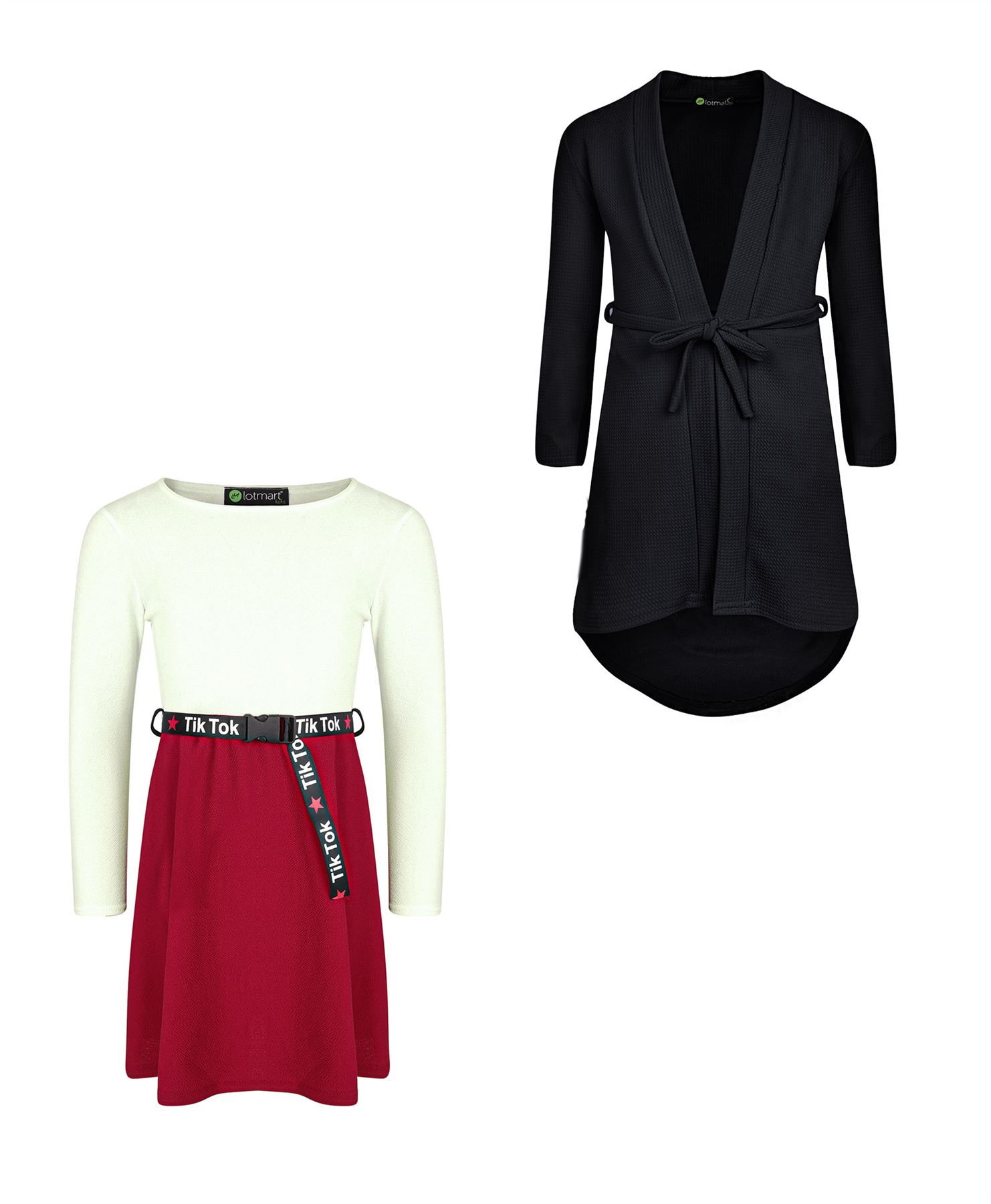 Ragazze Tik Tok Cintura Pattinatrice Abito Affondante Orlo Giacca Set 3-14 lungo