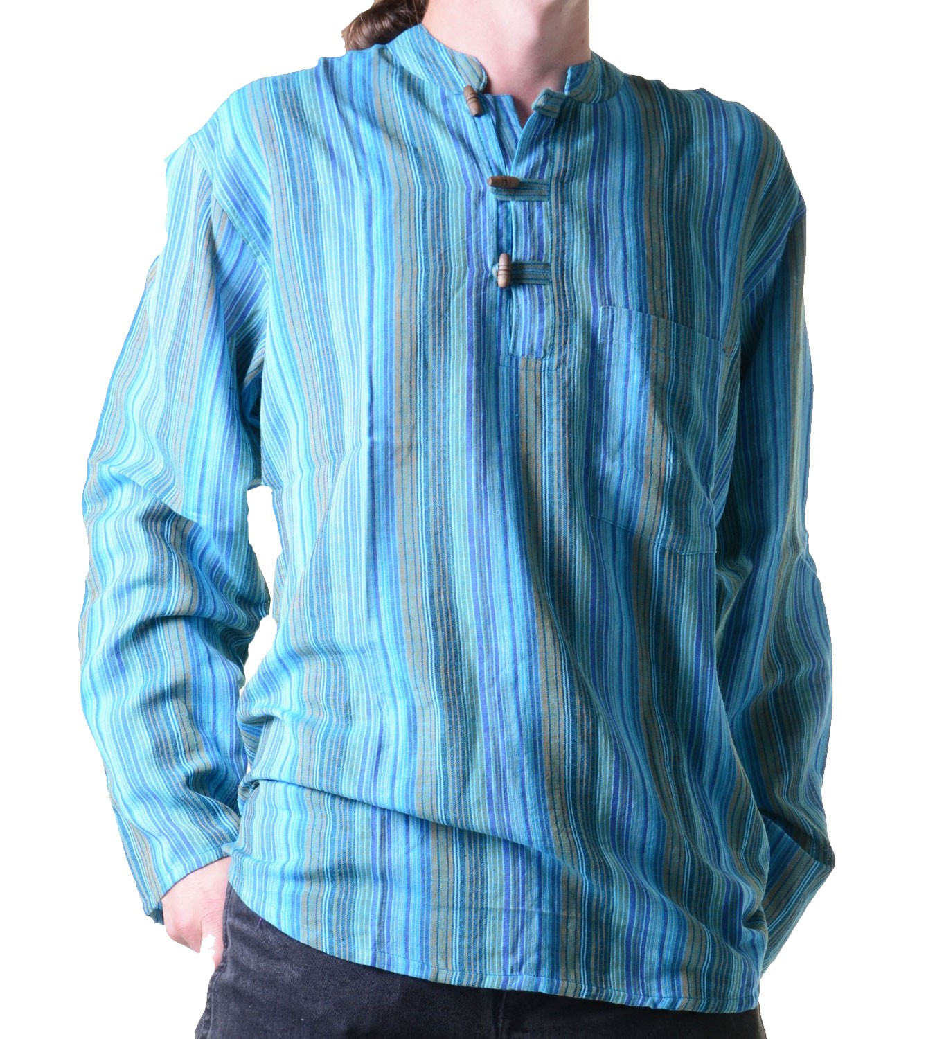 Fisherman Shirt Kurtha Striped Overcoat Shirt Poncho Medieval Nepal eBay