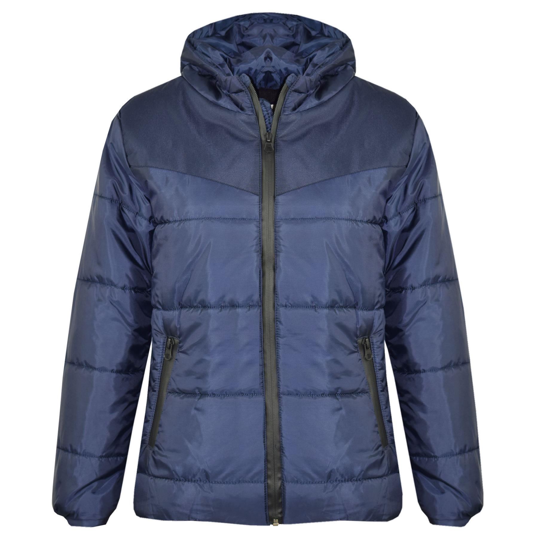 Bambini Giacca Ragazze Imbottito Navy Buffer Zip Cappuccio Cappotto Caldo Spesso