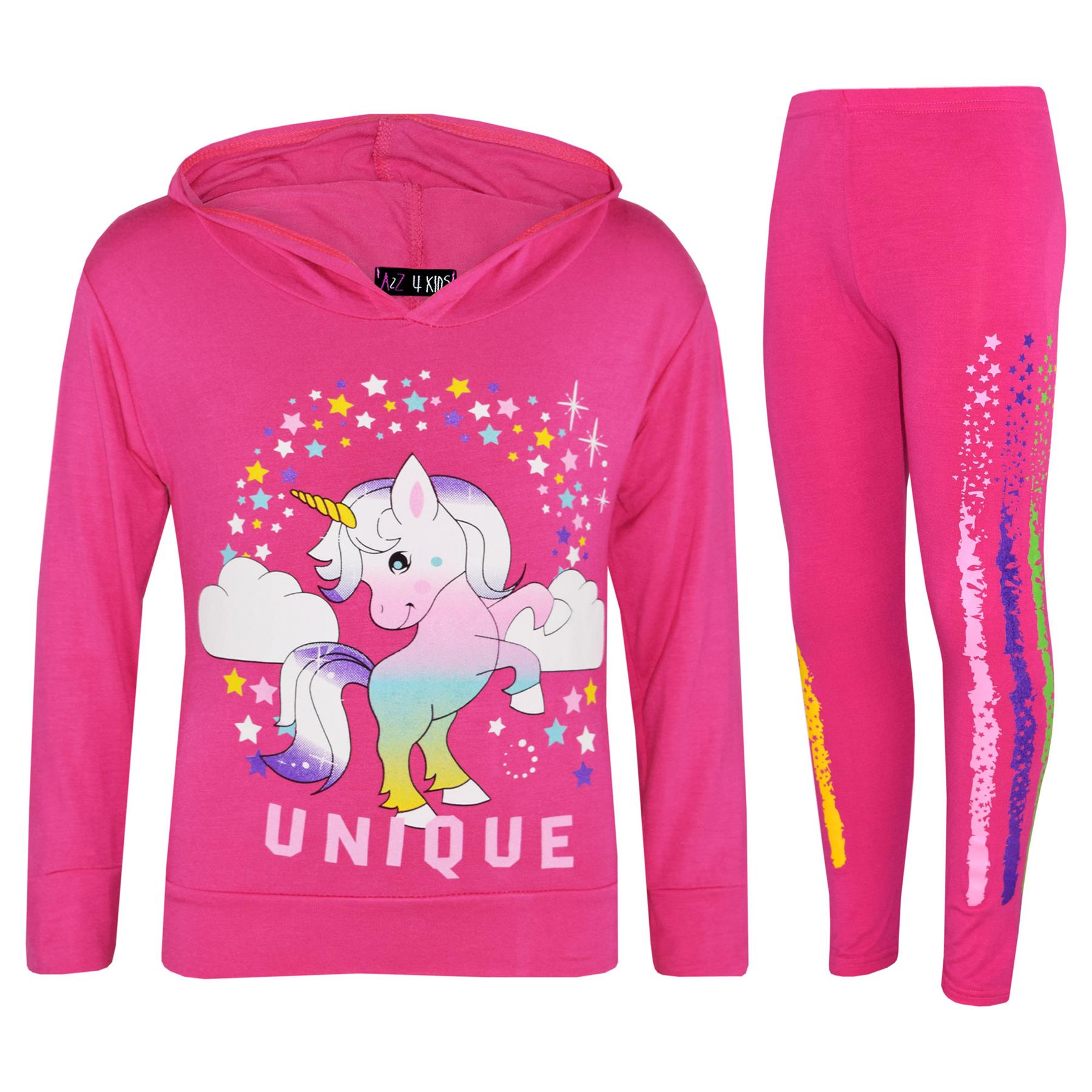 Bambine Dabbing Unicorn Unico Top E Set Leggings Floss con cappuccio rosa