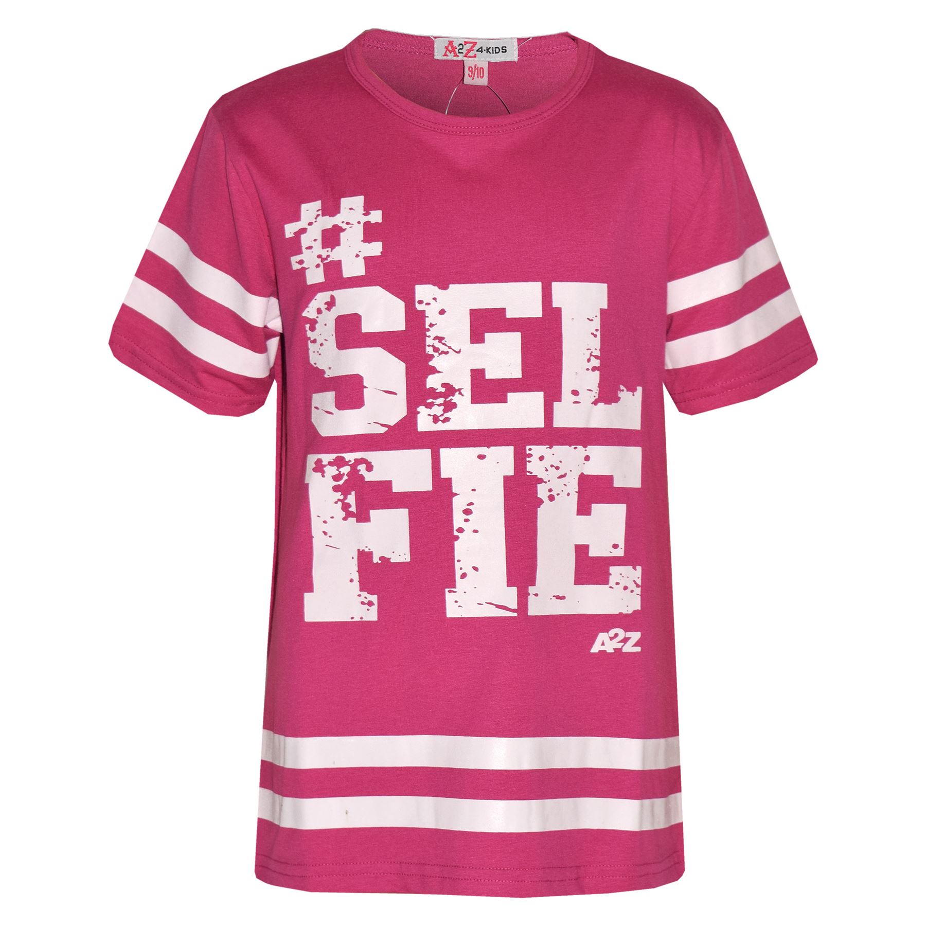 Top Bambina di Design Selfie Stampa Rosa Baseball Americano T Shirt 7-13