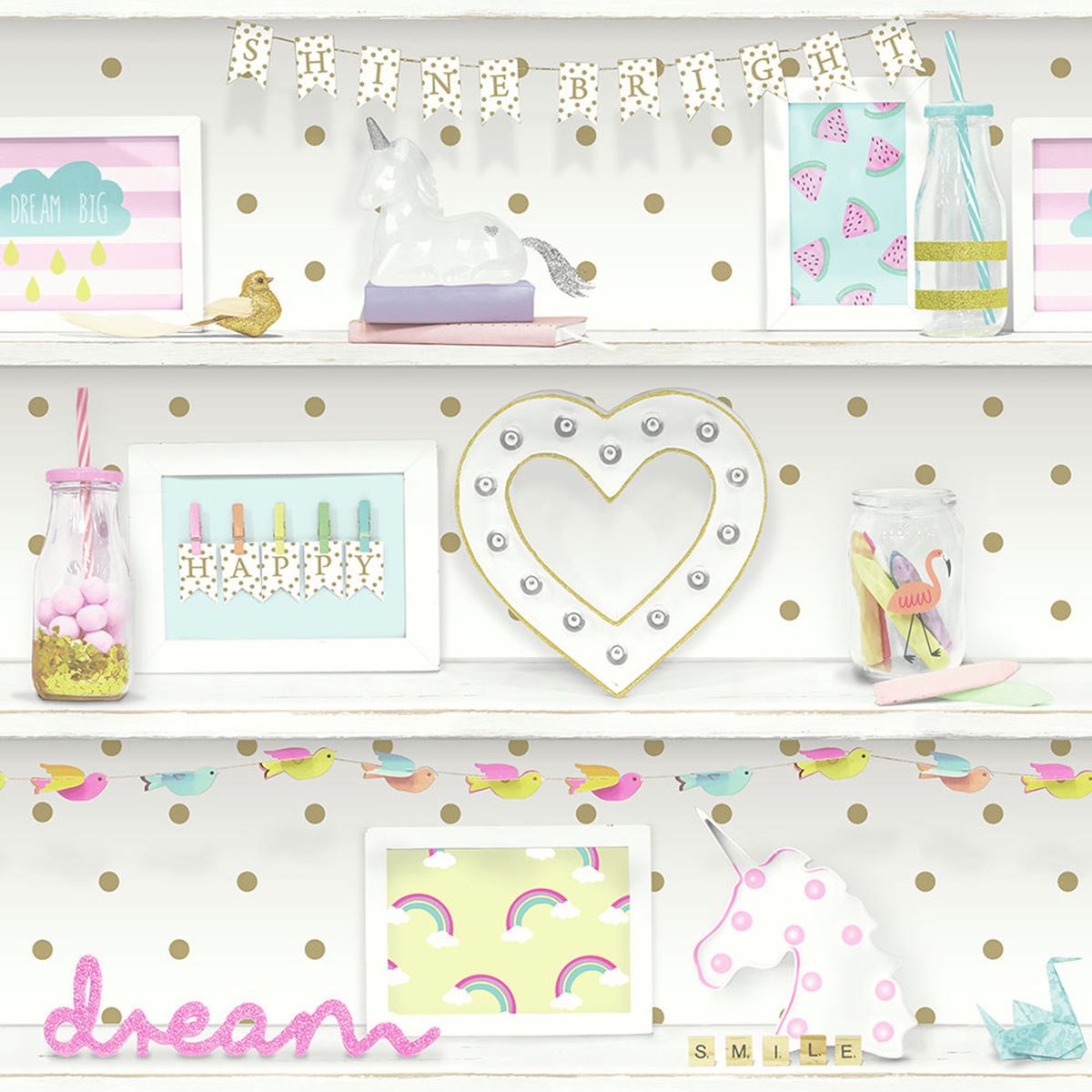ARTHOUSE GIRLS LIFE BOOKSHELF, JESTER & GLITTER WALLPAPER - PINK, LILAC &  MORE | eBay