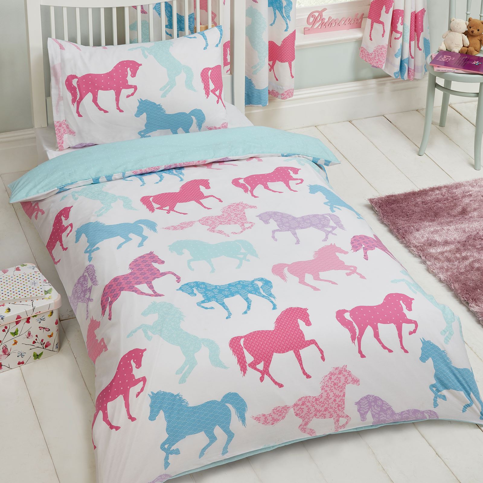 Bambini Ragazze IN Abbinato Copripiumino Set - Singolo Doppio Junior & Tende