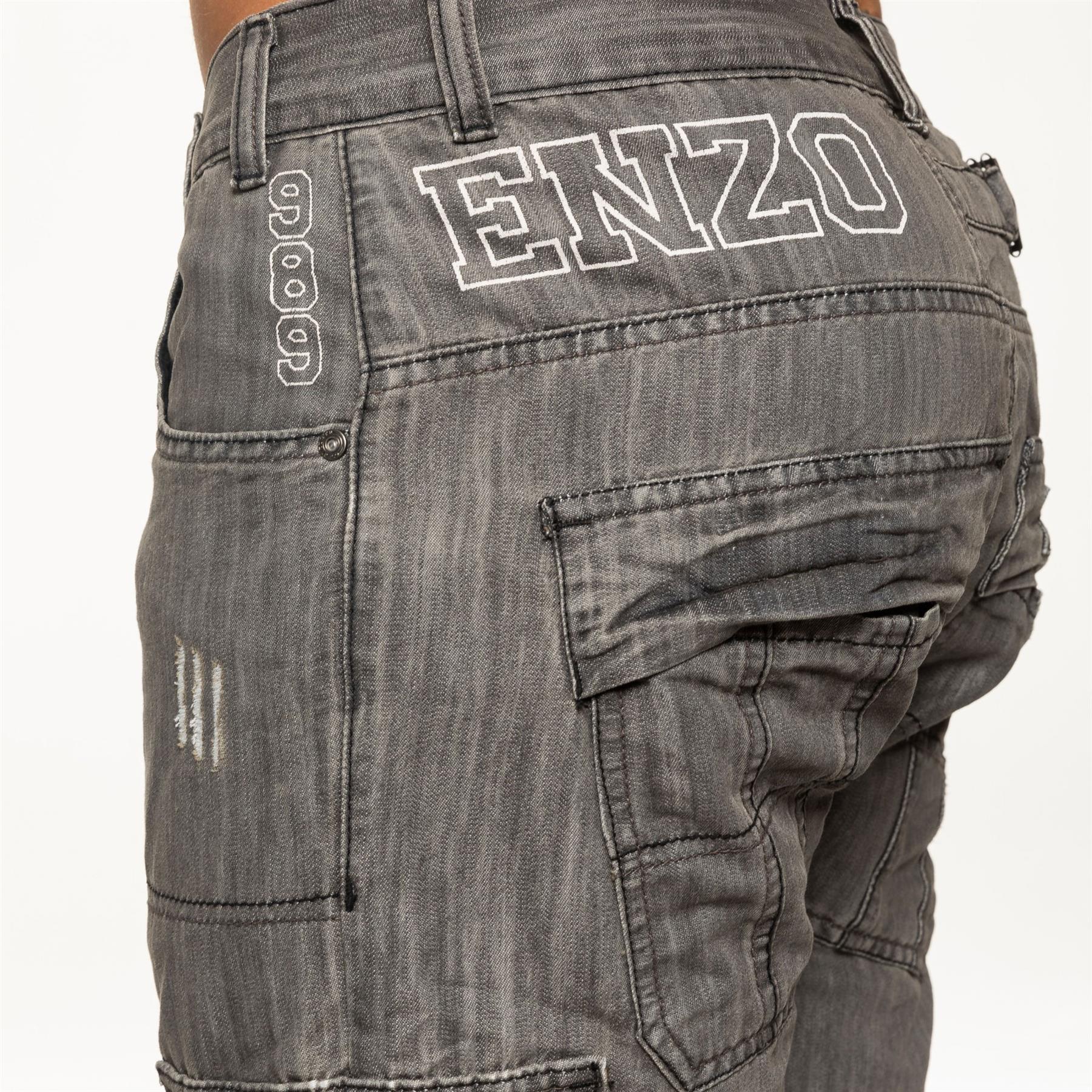 Enzo Mens Cargo Combat Jeans Trousers Casual Work Denim Pants All Waist Sizes eBay