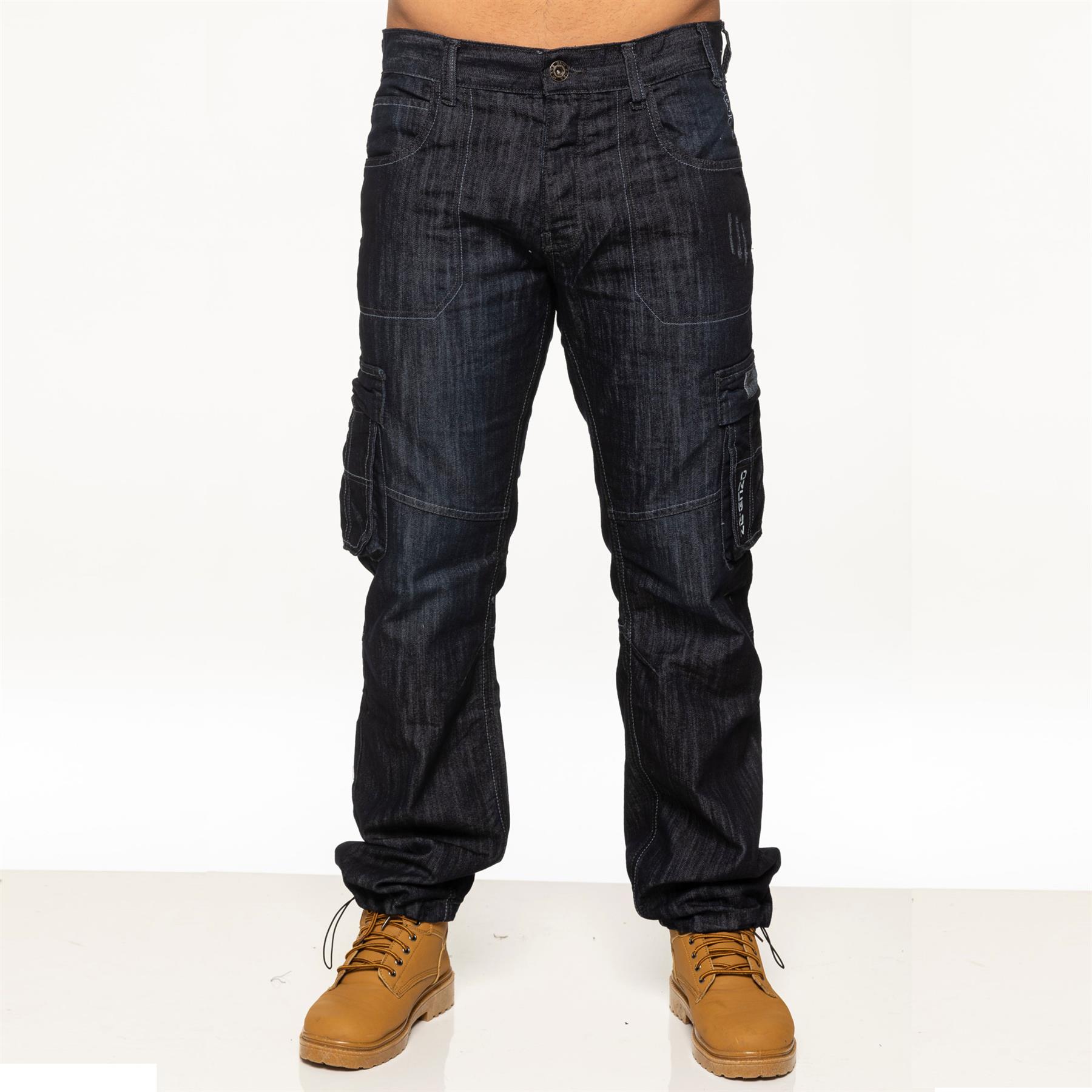 Enzo Mens Cargo Combat Jeans Trousers Casual Work Denim Pants All Waist Sizes eBay