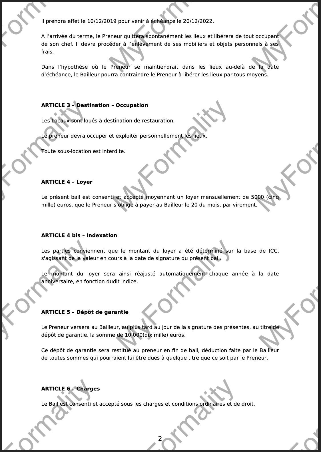 Model Bail Commercial 3 6 9 Gratuit Pdf