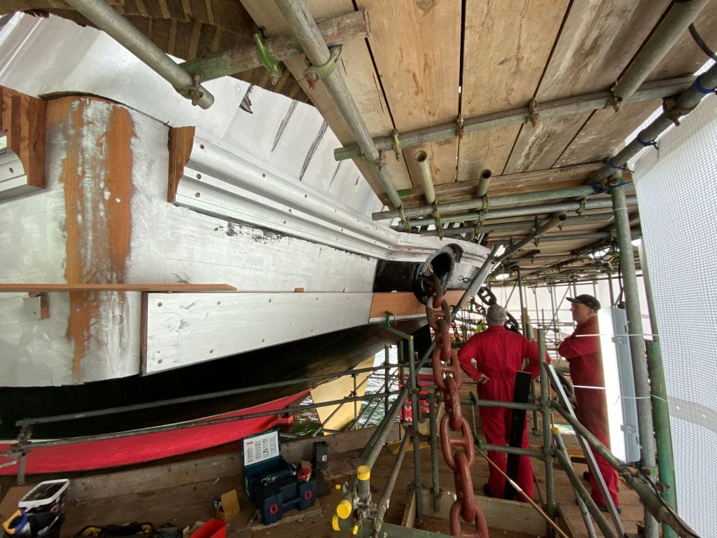 WL West & Sons' carpenters at work on HMS Warrior