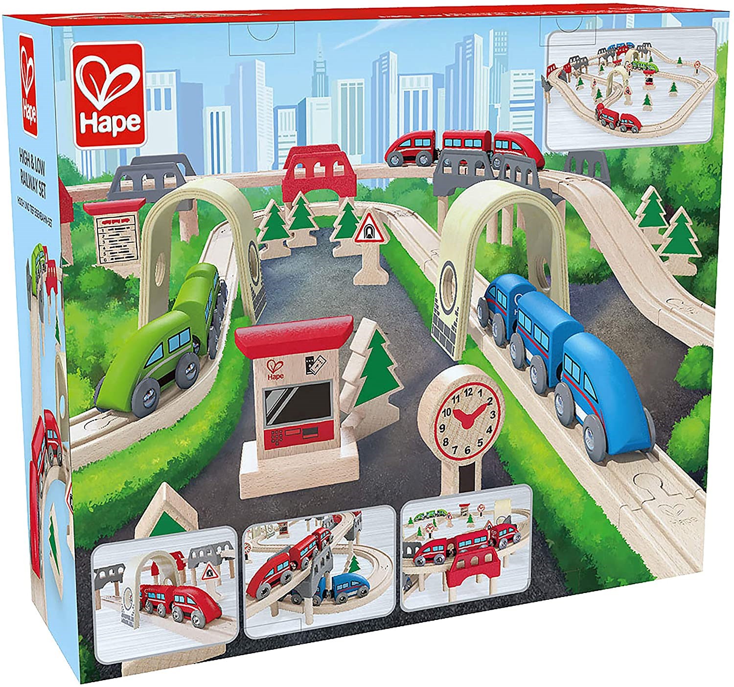 Hape High & Low Railway Set 85 Piece Wooden Railway Set E3701 BRIO