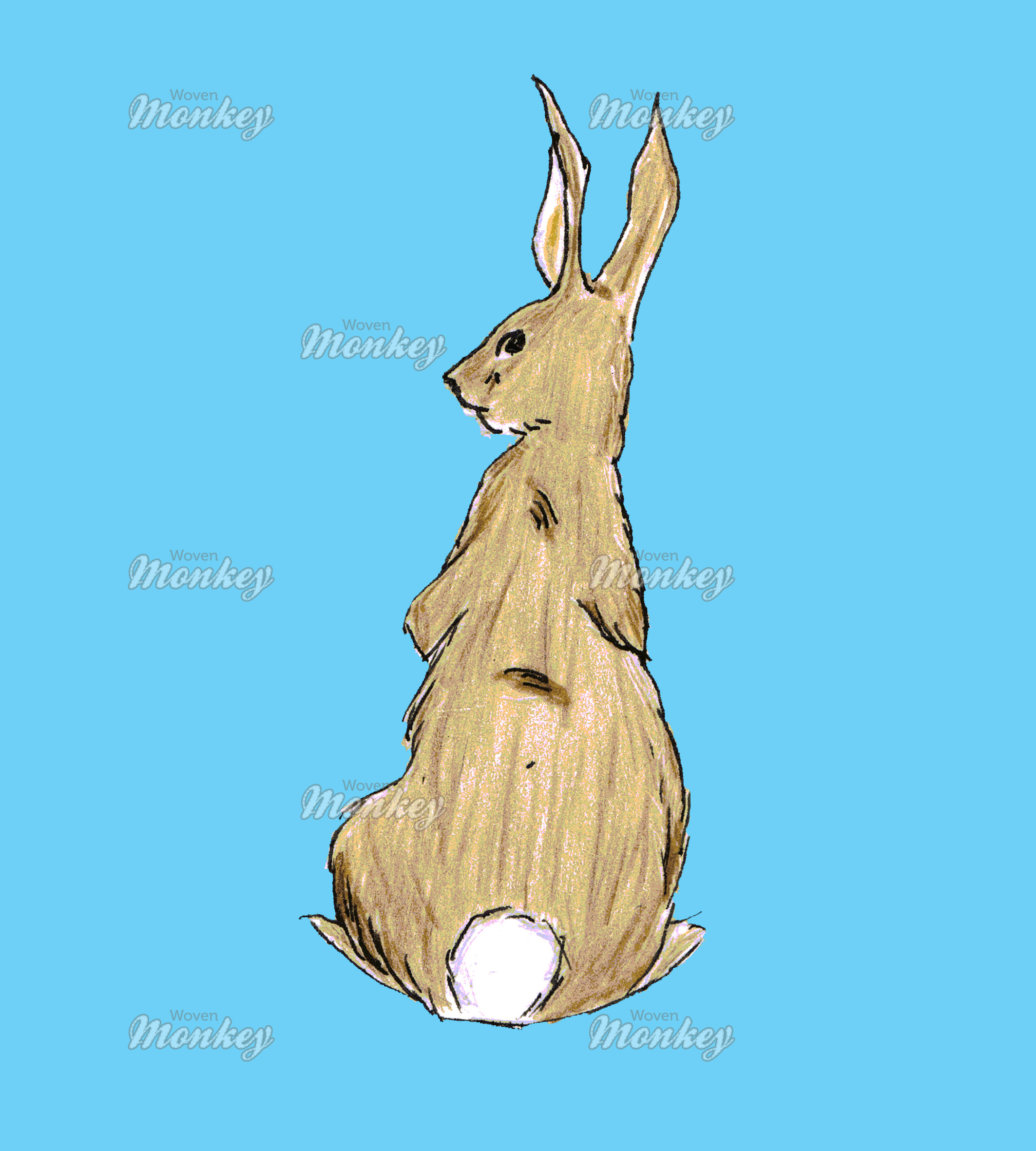 Bunny Blue Fabric Woven Monkey