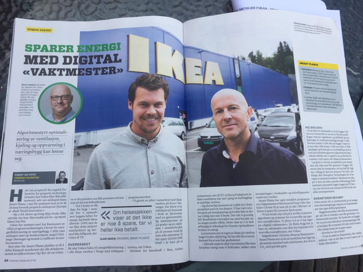 ClevAir featured in Teknisk Ukeblad printed article - Saving energy with digital "caretaker"