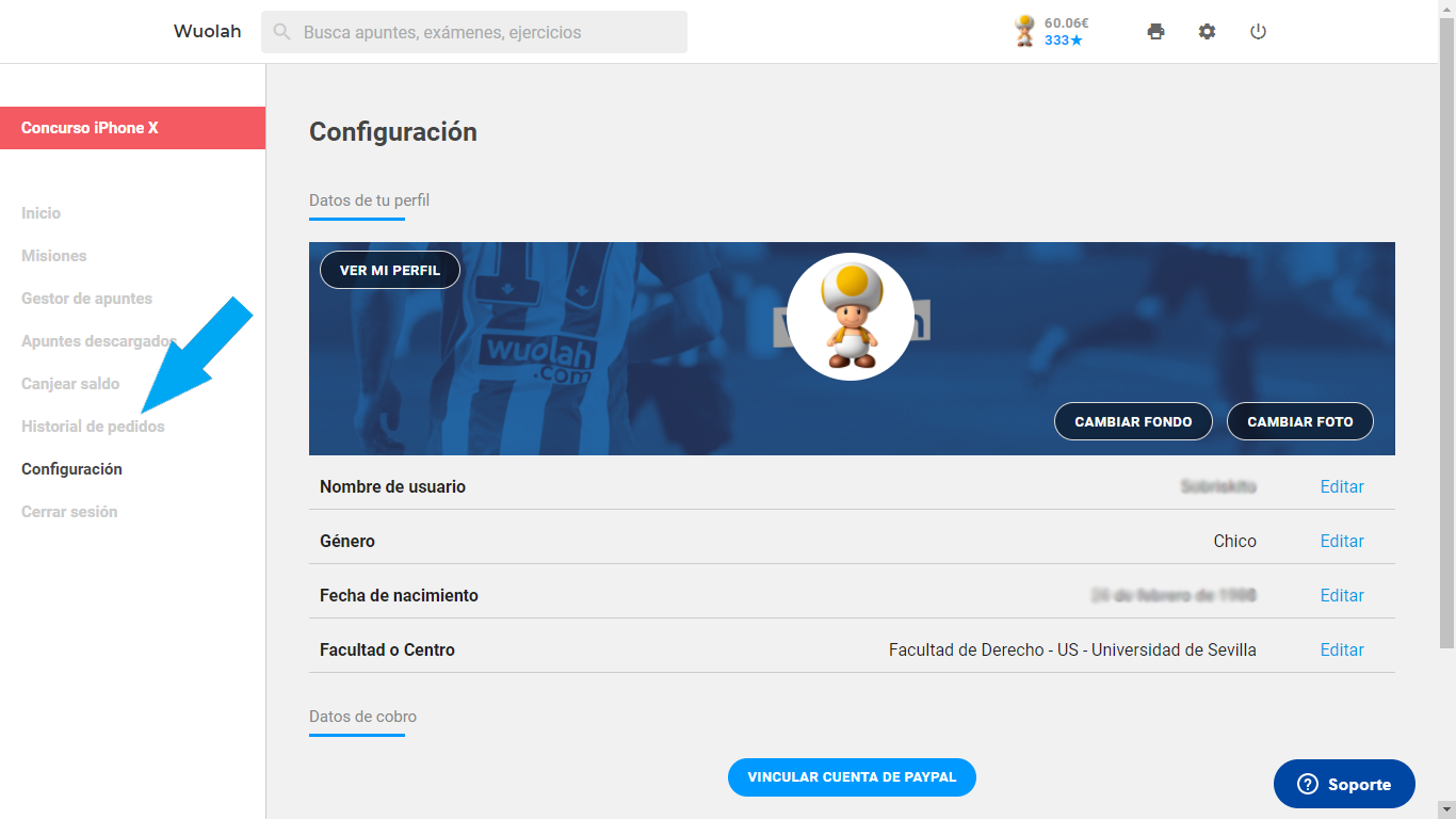 Historial de pedido